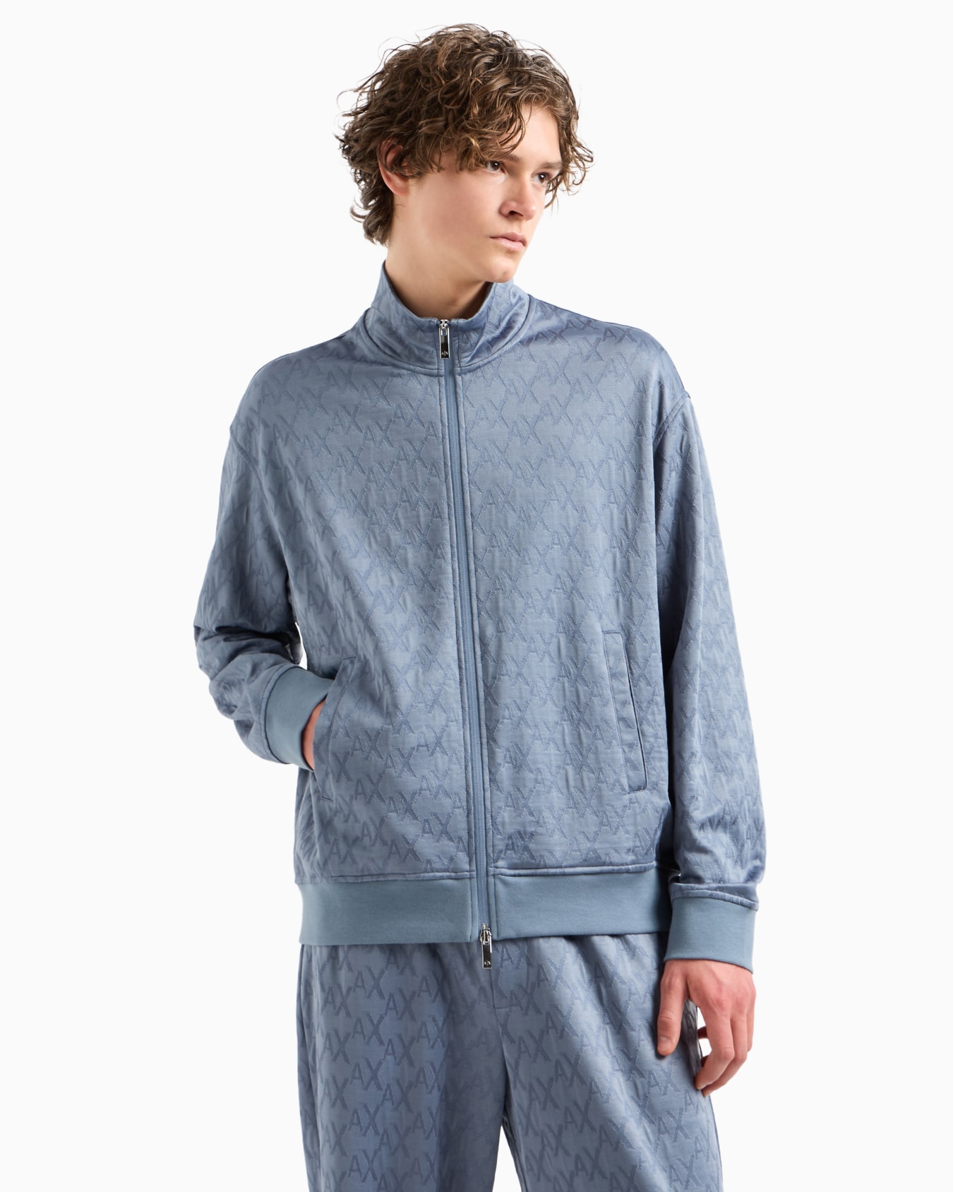 Sudadera con cremallera en tejido Monogram tono sobre tono Diapositiva 1