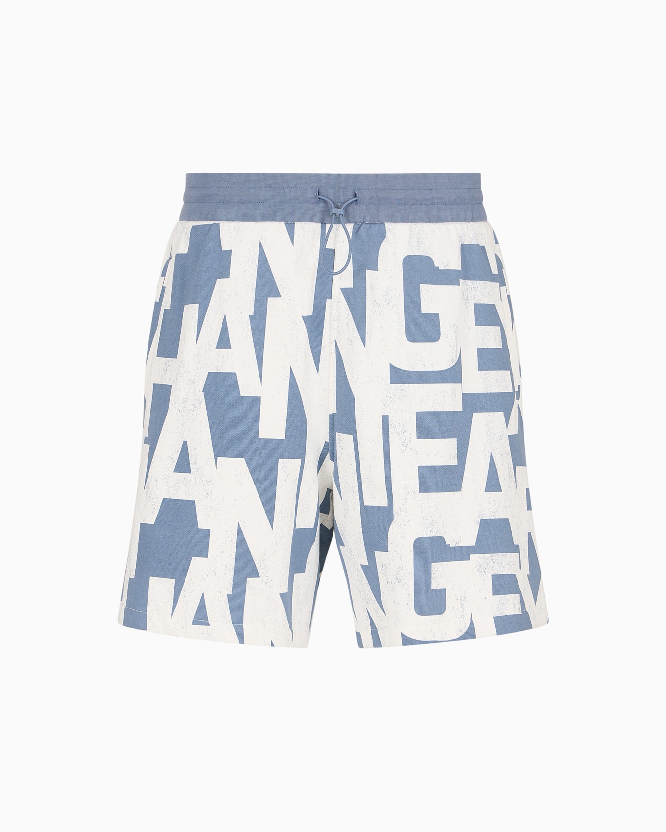 Oversized French terry Bermuda shorts with allover maxi-logo Slide 0