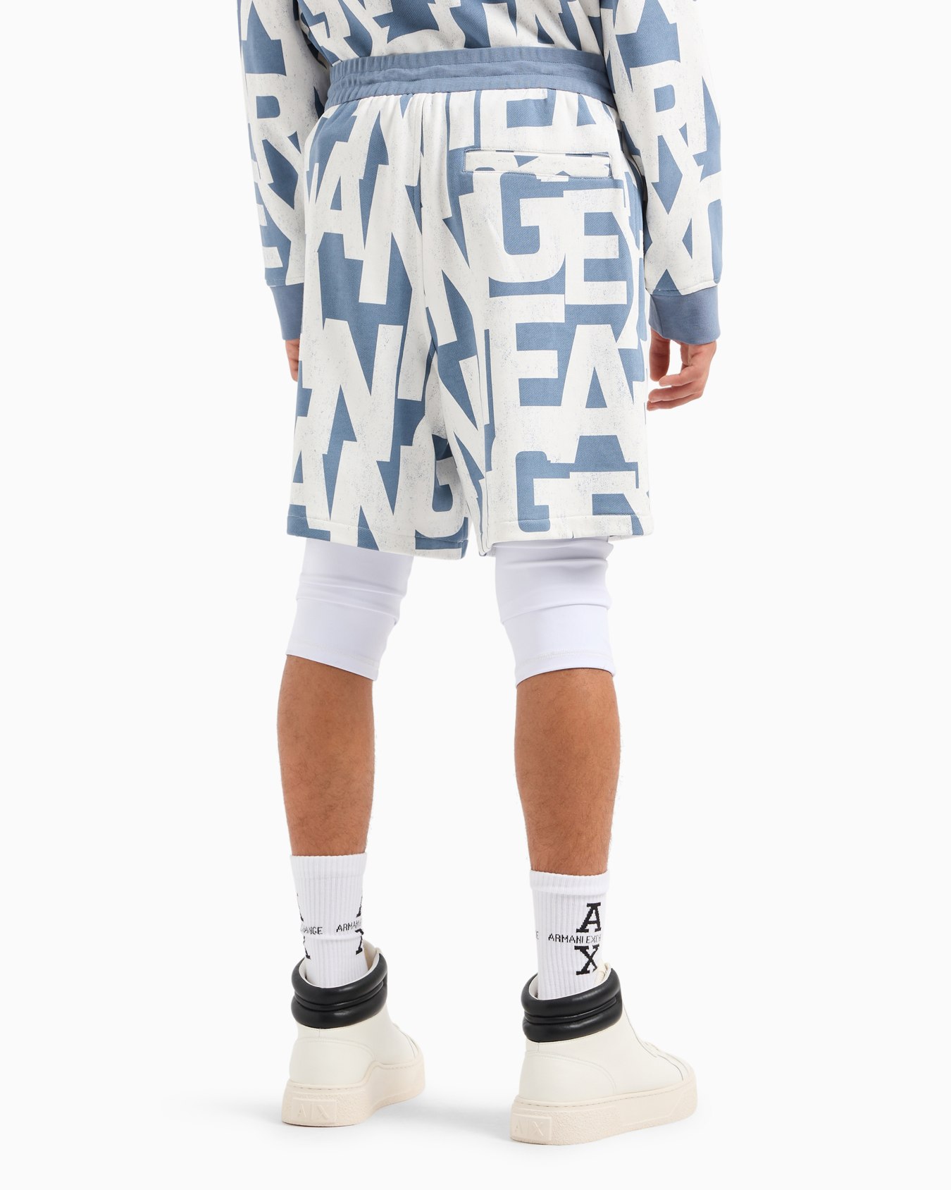 Oversized French terry Bermuda shorts with allover maxi-logo Slide 2