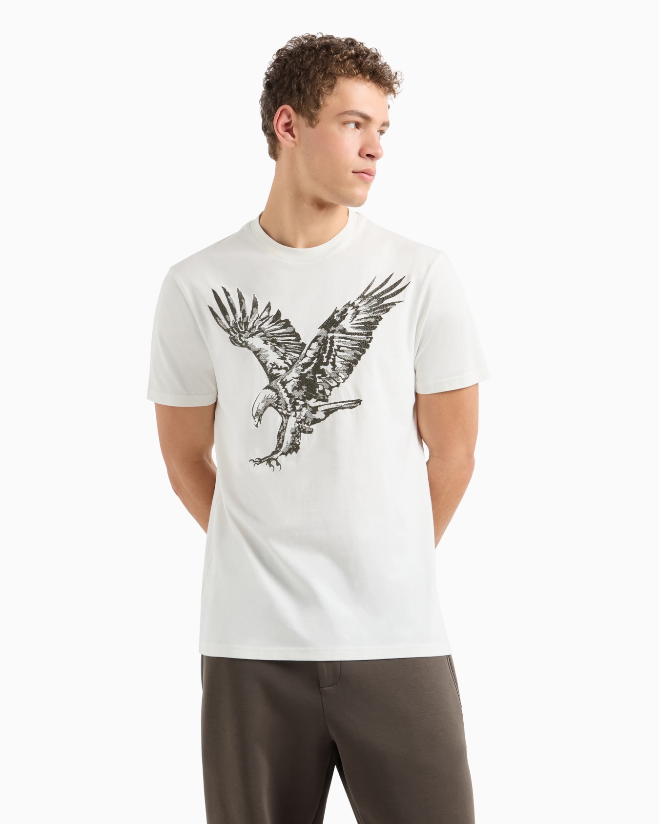 Camiseta regular fit con bordado de águila en punto ASV Diapositiva 1