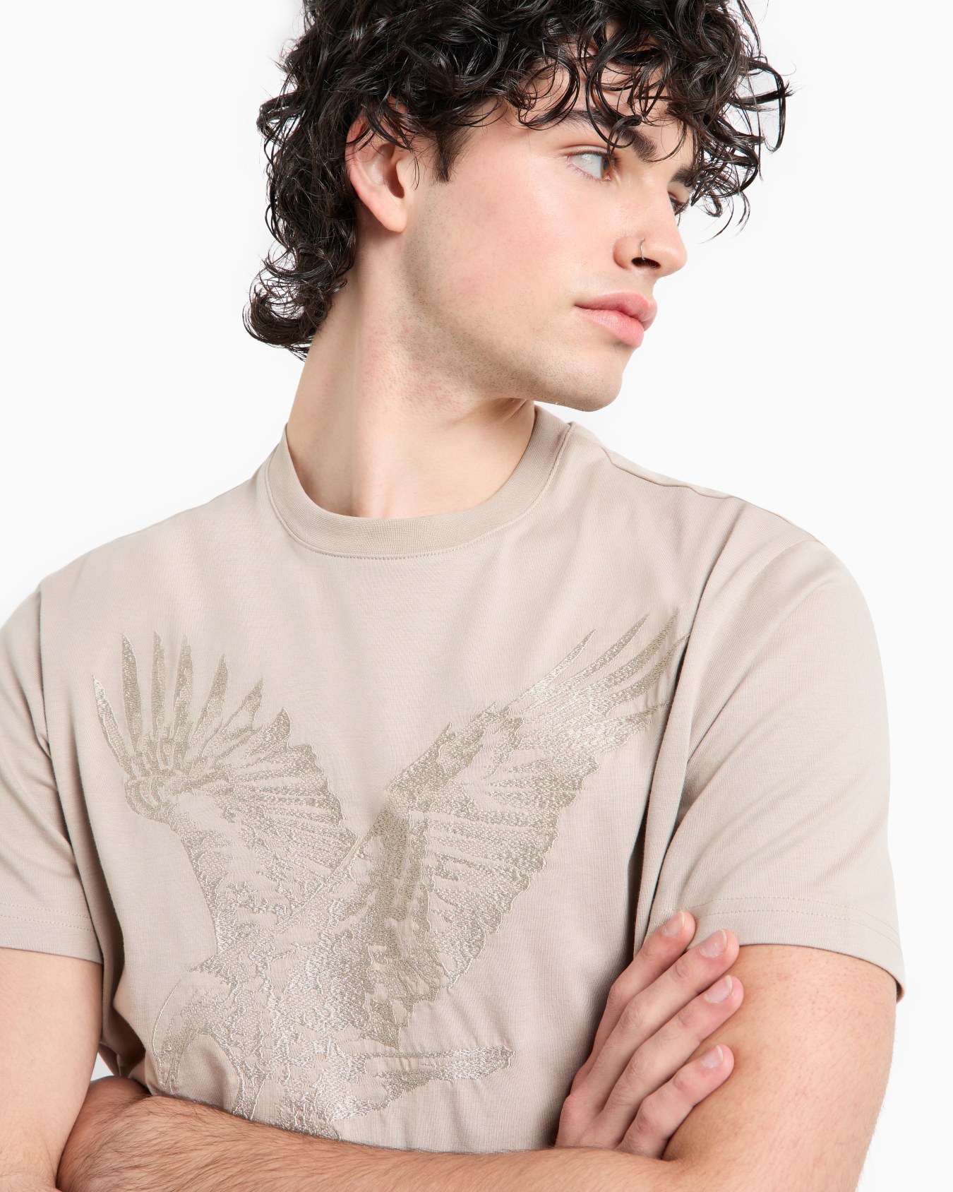 Camiseta regular fit con bordado de águila en punto ASV Diapositiva 4