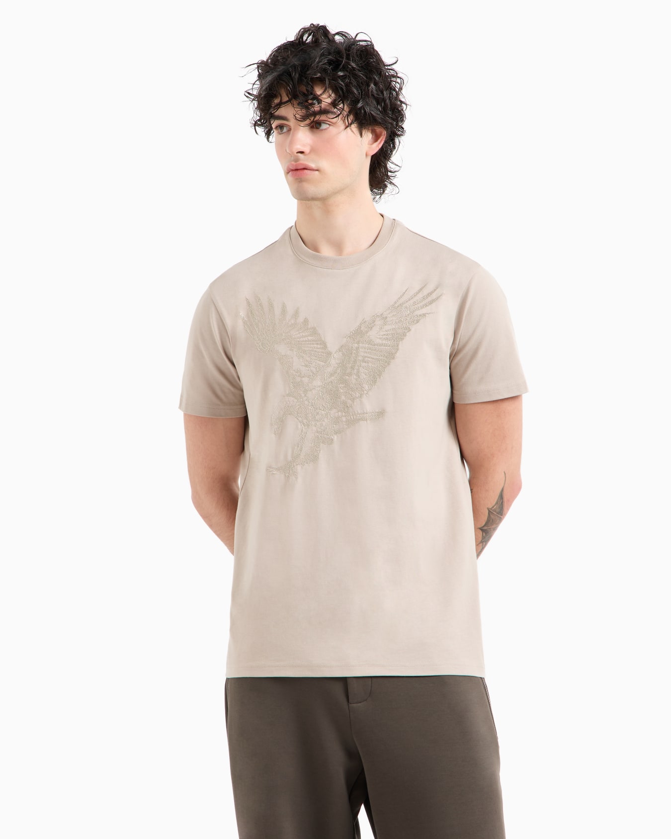 Camiseta regular fit con bordado de águila en punto ASV Diapositiva 1