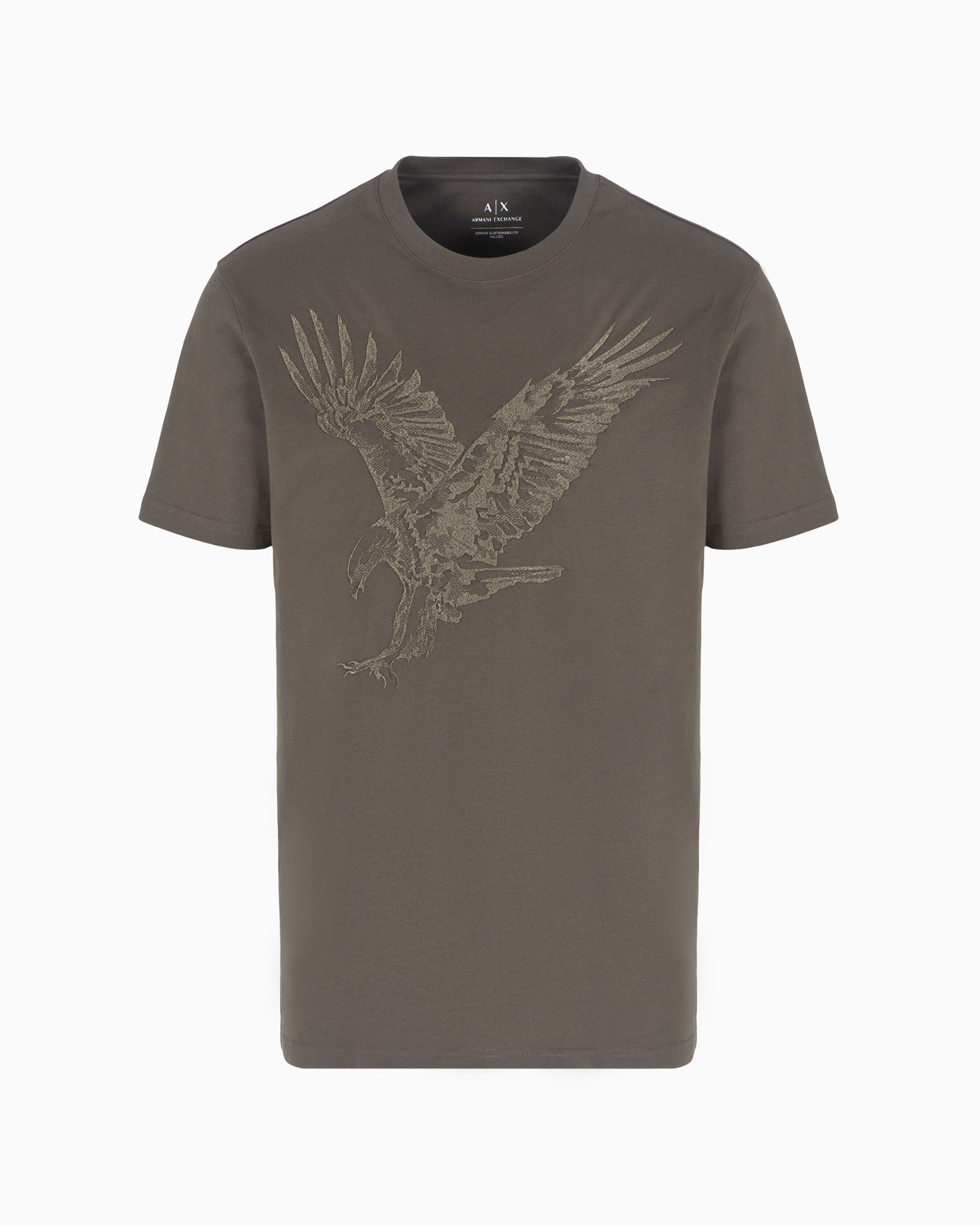 Regular fit T-shirt with eagle embroidery in ASV jersey Slide 0