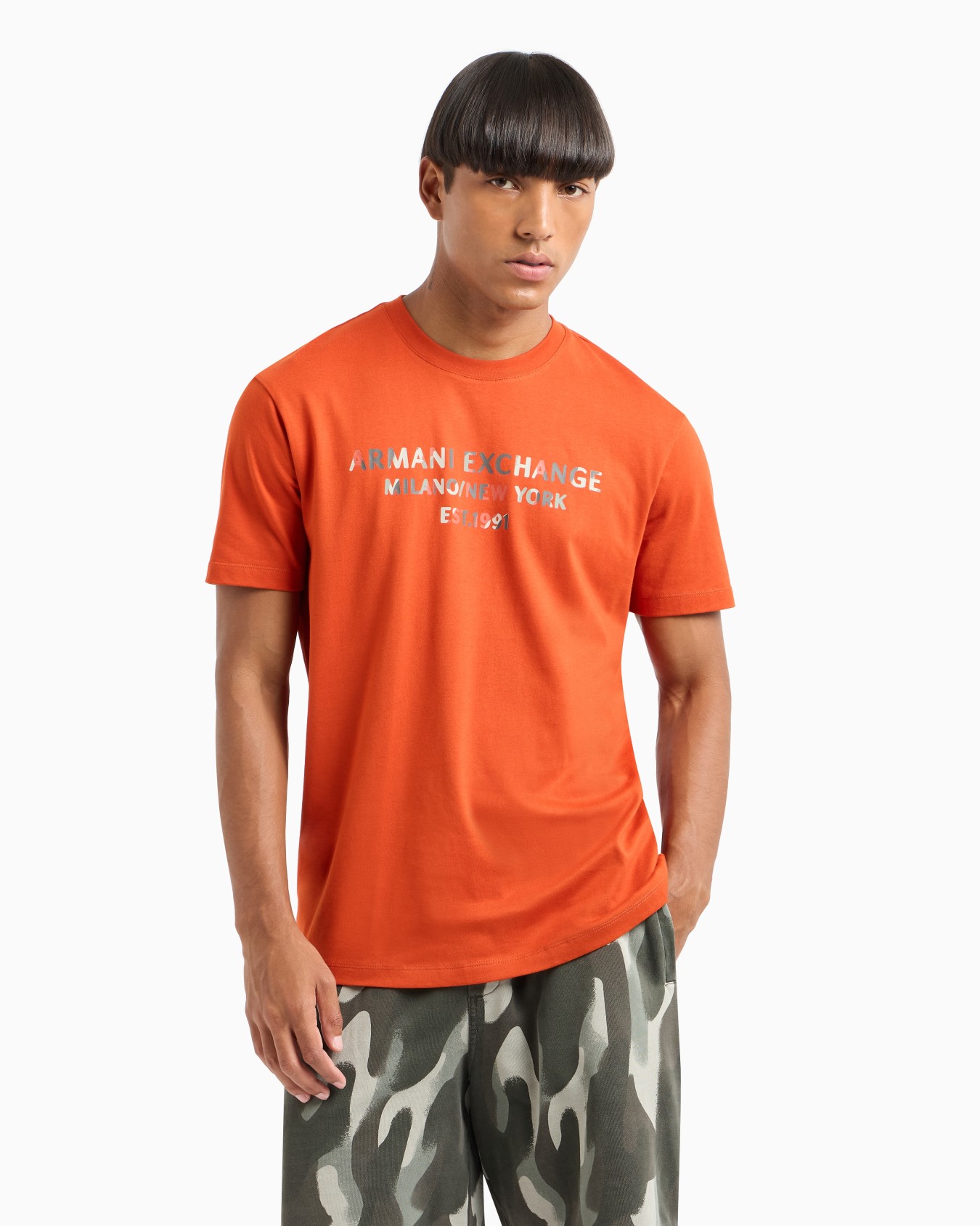 Regular fit T-shirt with camouflage logo in ASV cotton Slide 1