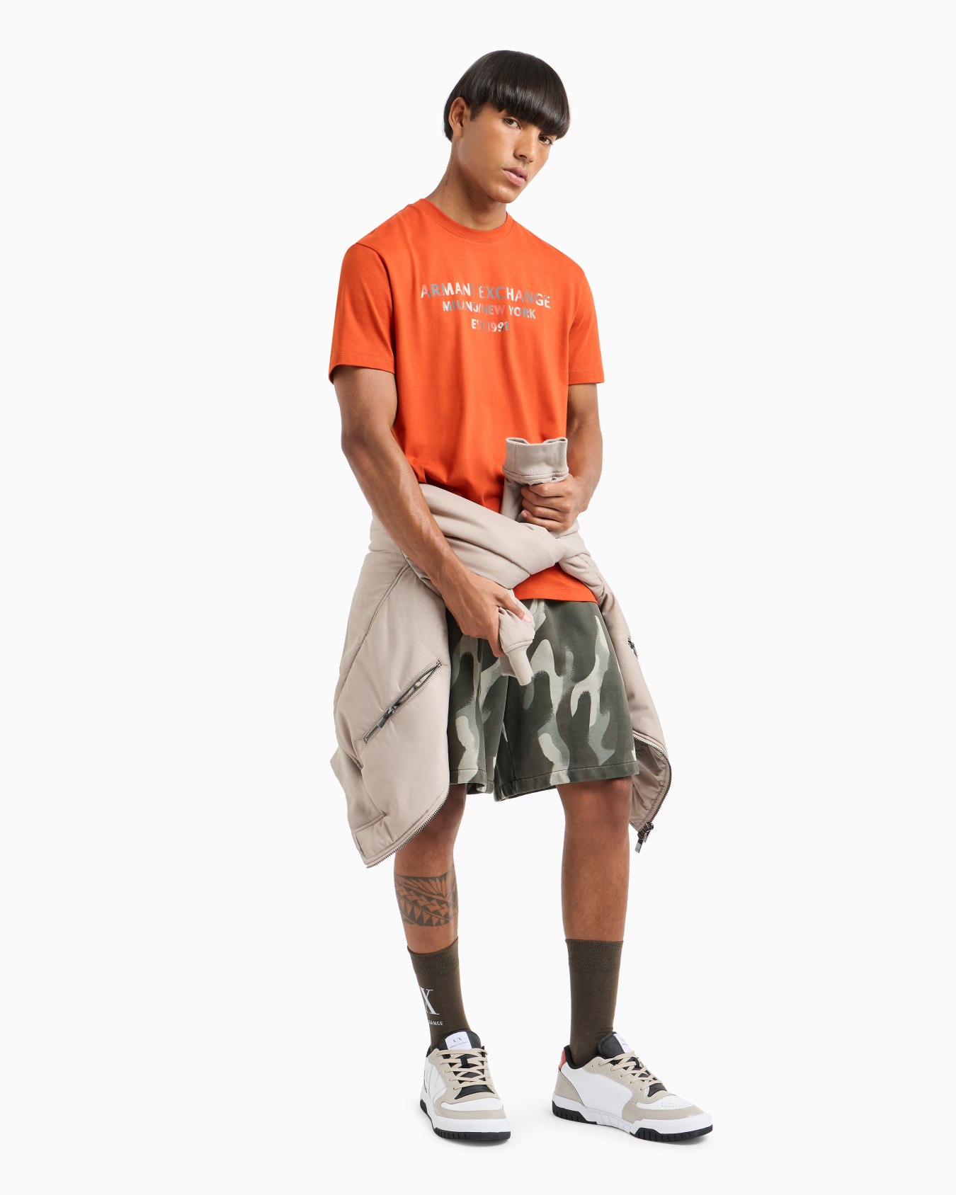 Regular fit T-shirt with camouflage logo in ASV cotton Slide 3