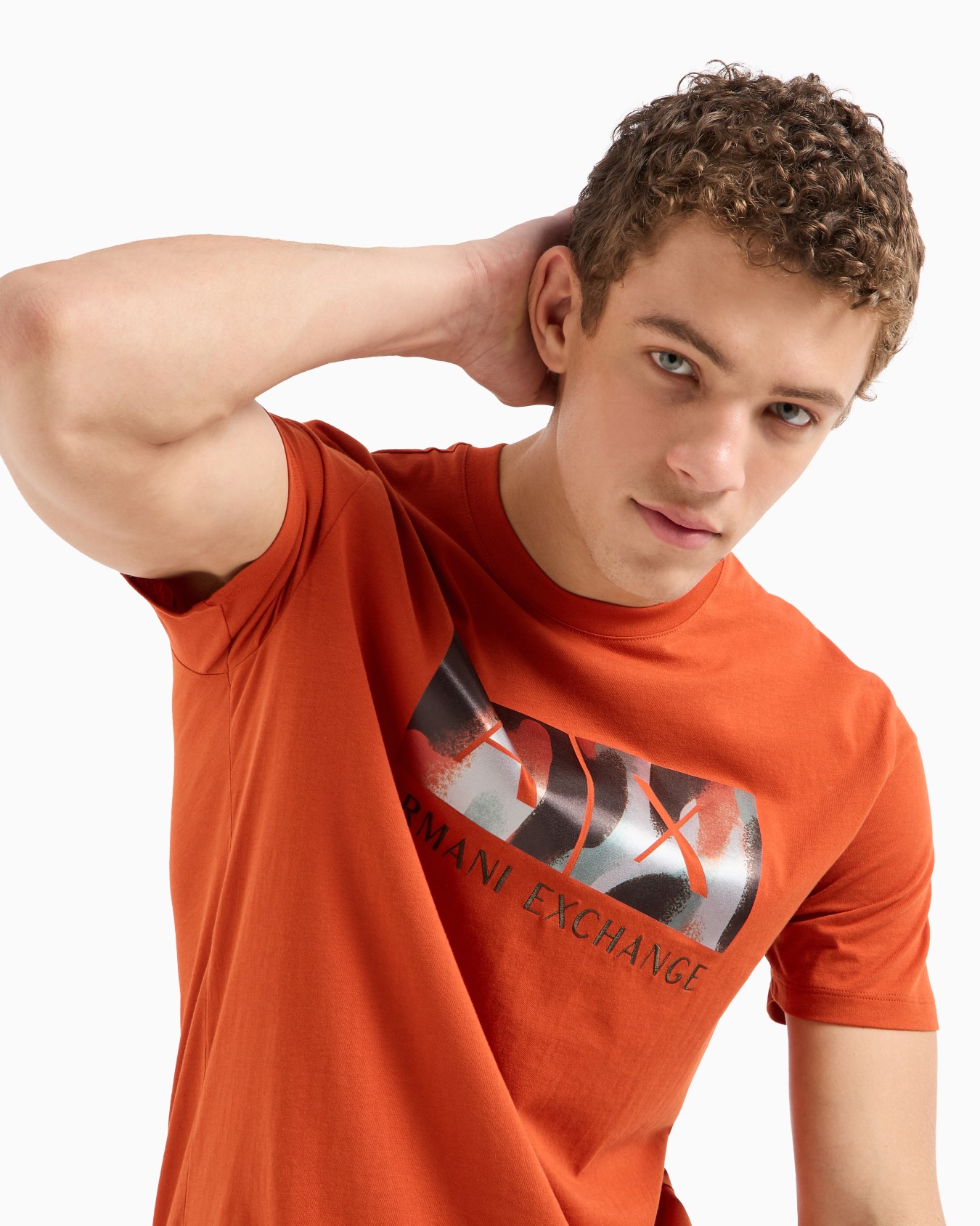 Camiseta regular fit con logo abstracto estampado en algodón ASV Diapositiva 4
