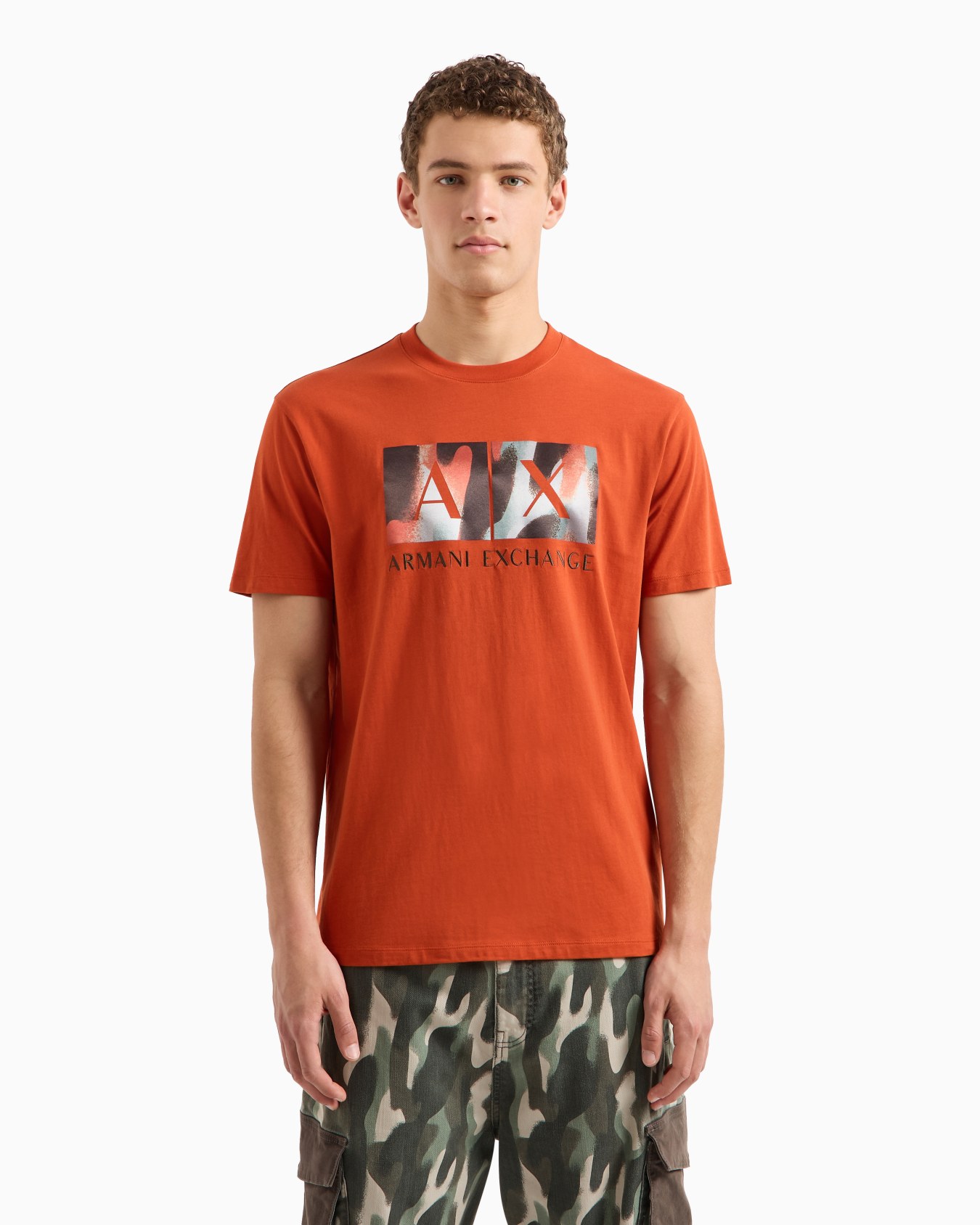 Camiseta regular fit con logo abstracto estampado en algodón ASV Diapositiva 1