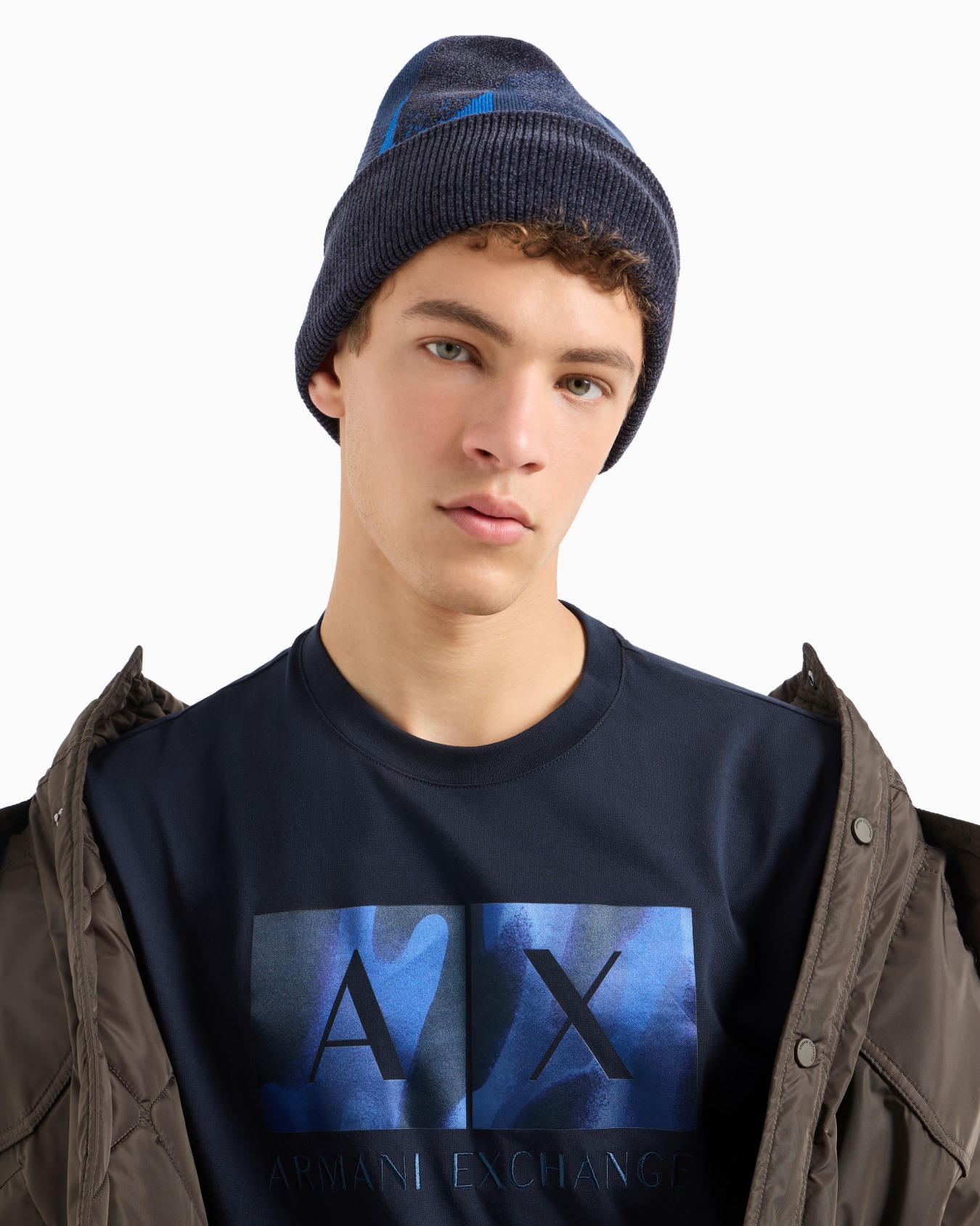 Camiseta regular fit con logo abstracto estampado en algodón ASV Diapositiva 4