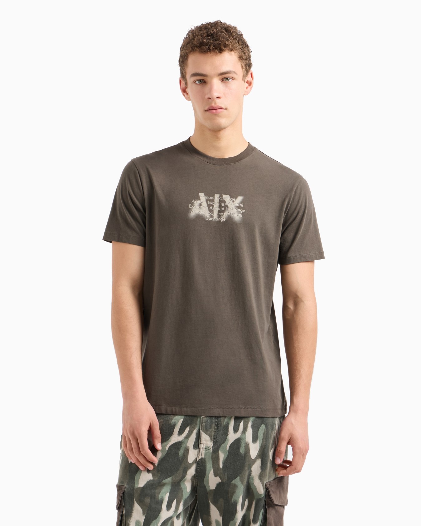 Regular fit T-shirt with urban military logo in ASV cotton Slide 1