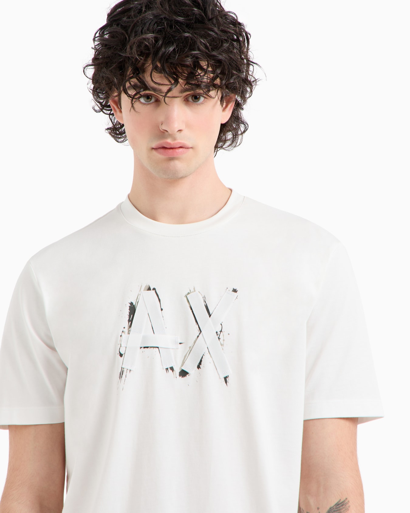 Regular fit T-shirt with brush stroke logo in ASV cotton Slide 4