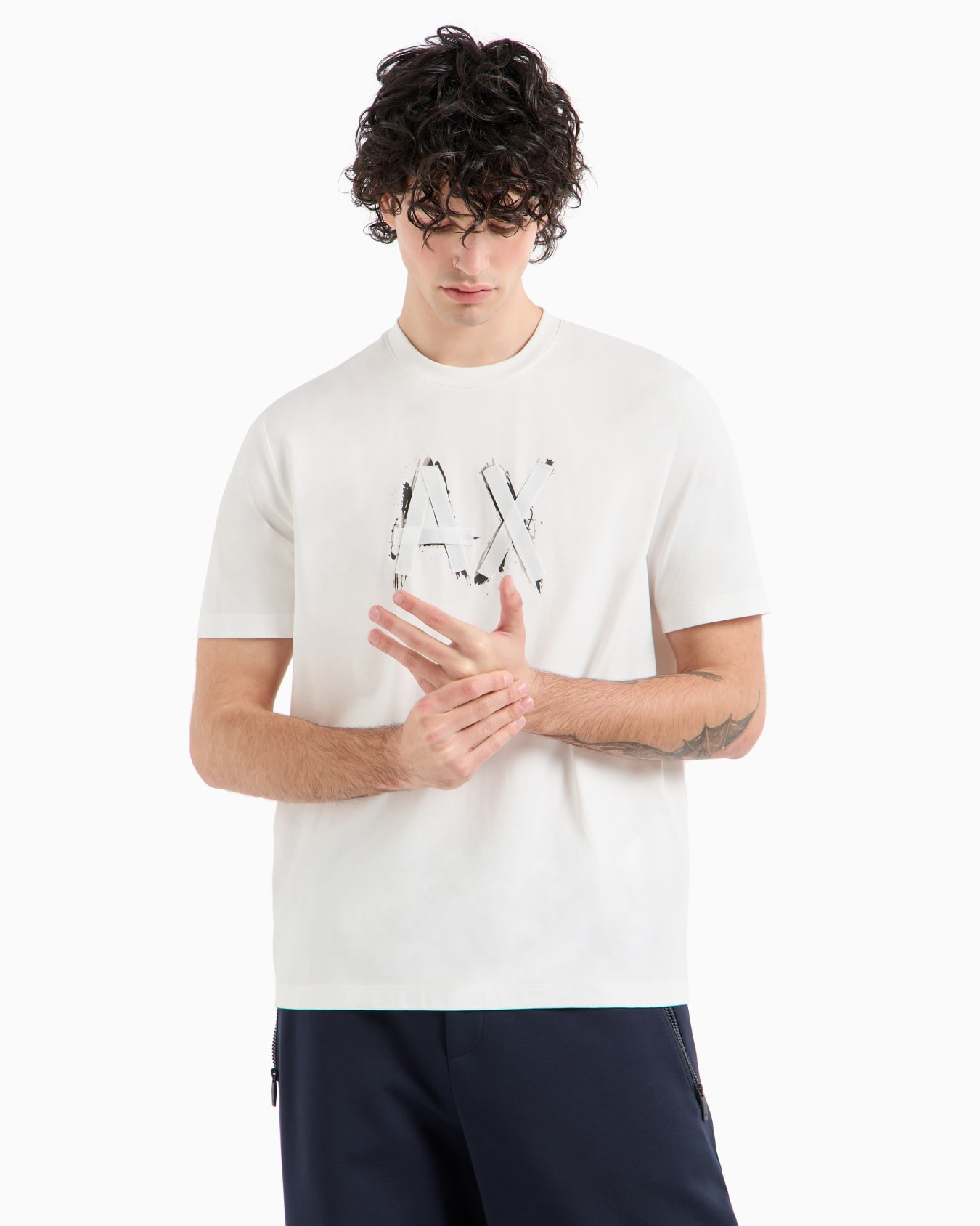 Regular fit T-shirt with brush stroke logo in ASV cotton Slide 1