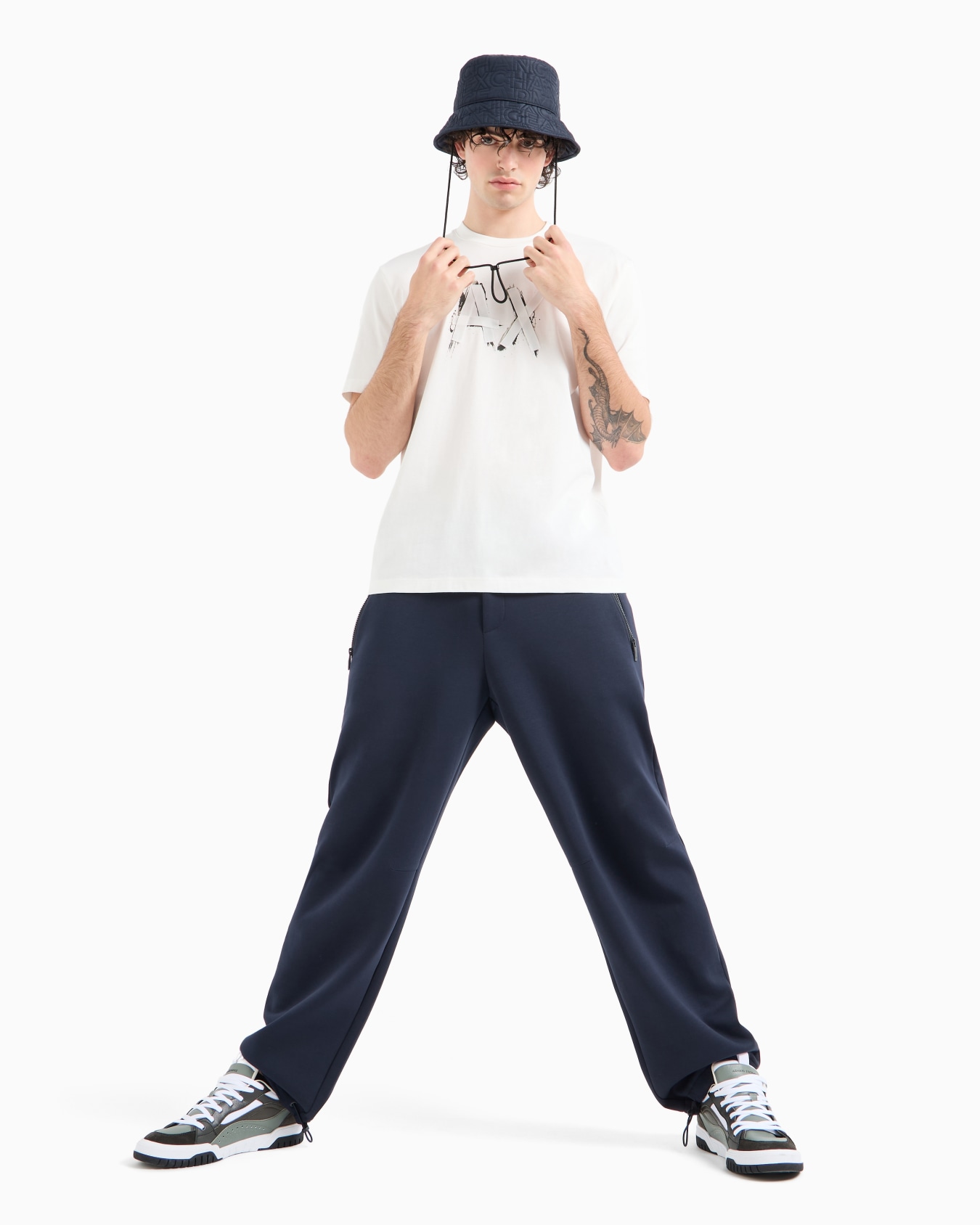 Regular fit T-shirt with brush stroke logo in ASV cotton Slide 3