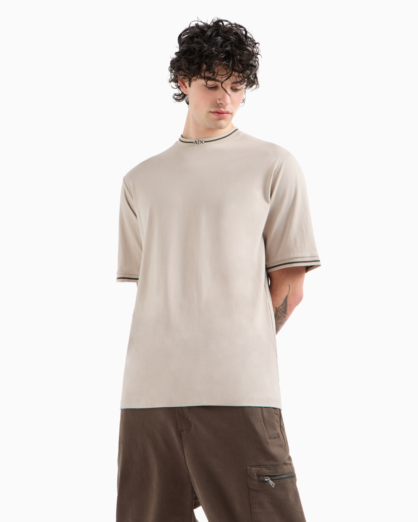 Camiseta de corte relajado con ribetes en contraste en algodón ASV Diapositiva 1