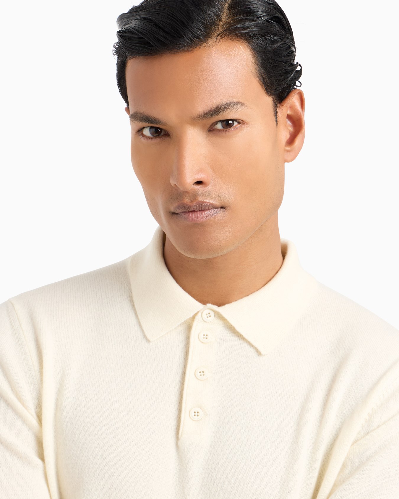 Long-sleeved cashmere polo shirt Slide 4