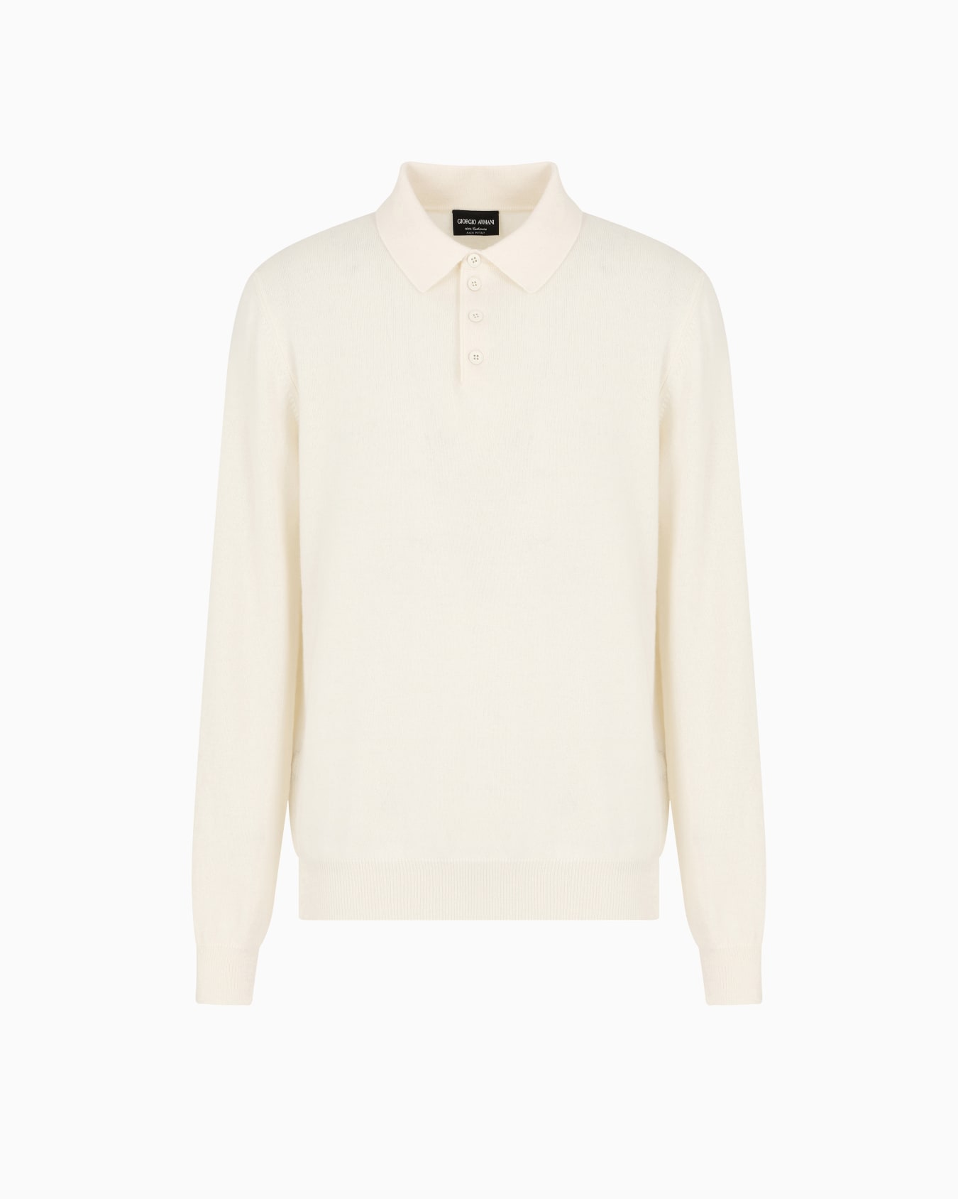 Long-sleeved cashmere polo shirt Slide 0