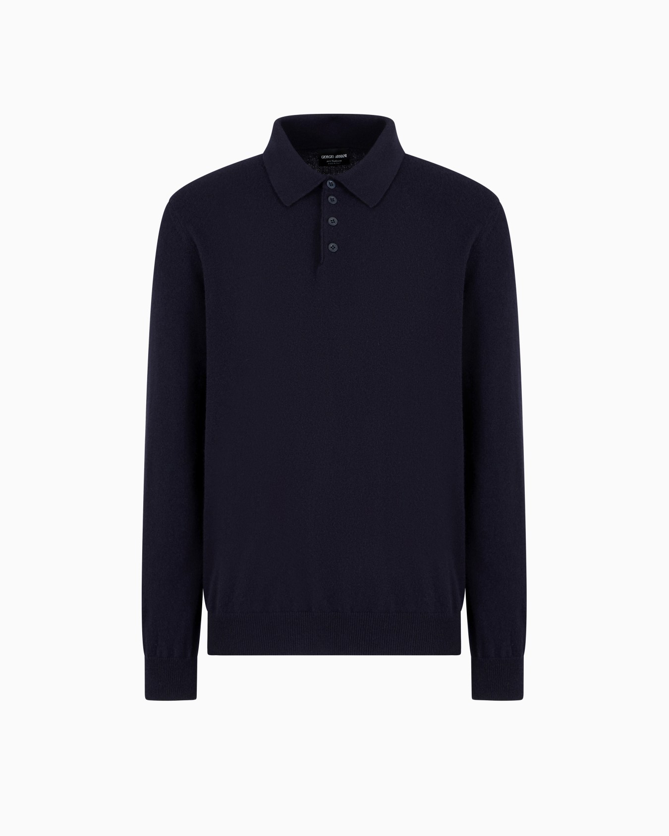 Long-sleeved cashmere polo shirt Slide 0