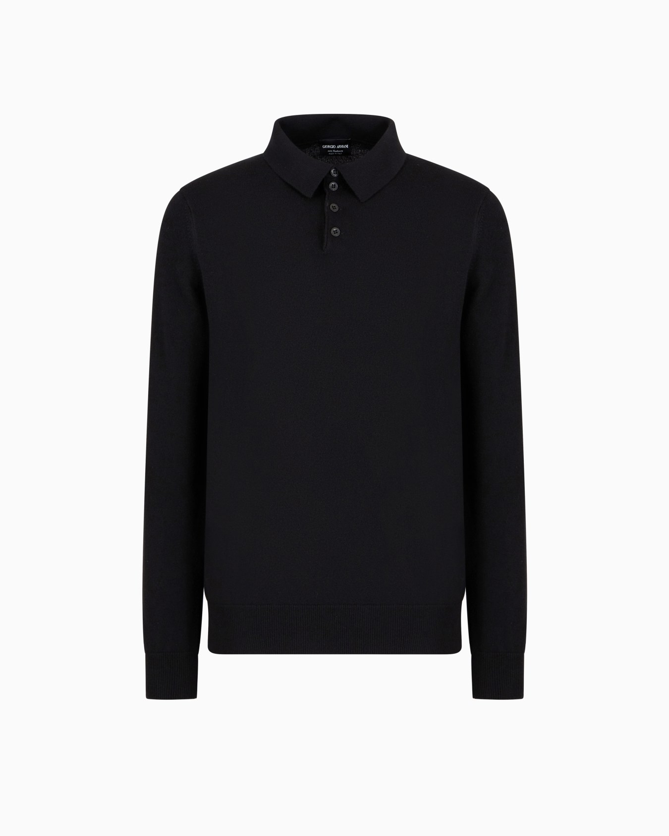 Long-sleeved cashmere polo shirt Slide 0