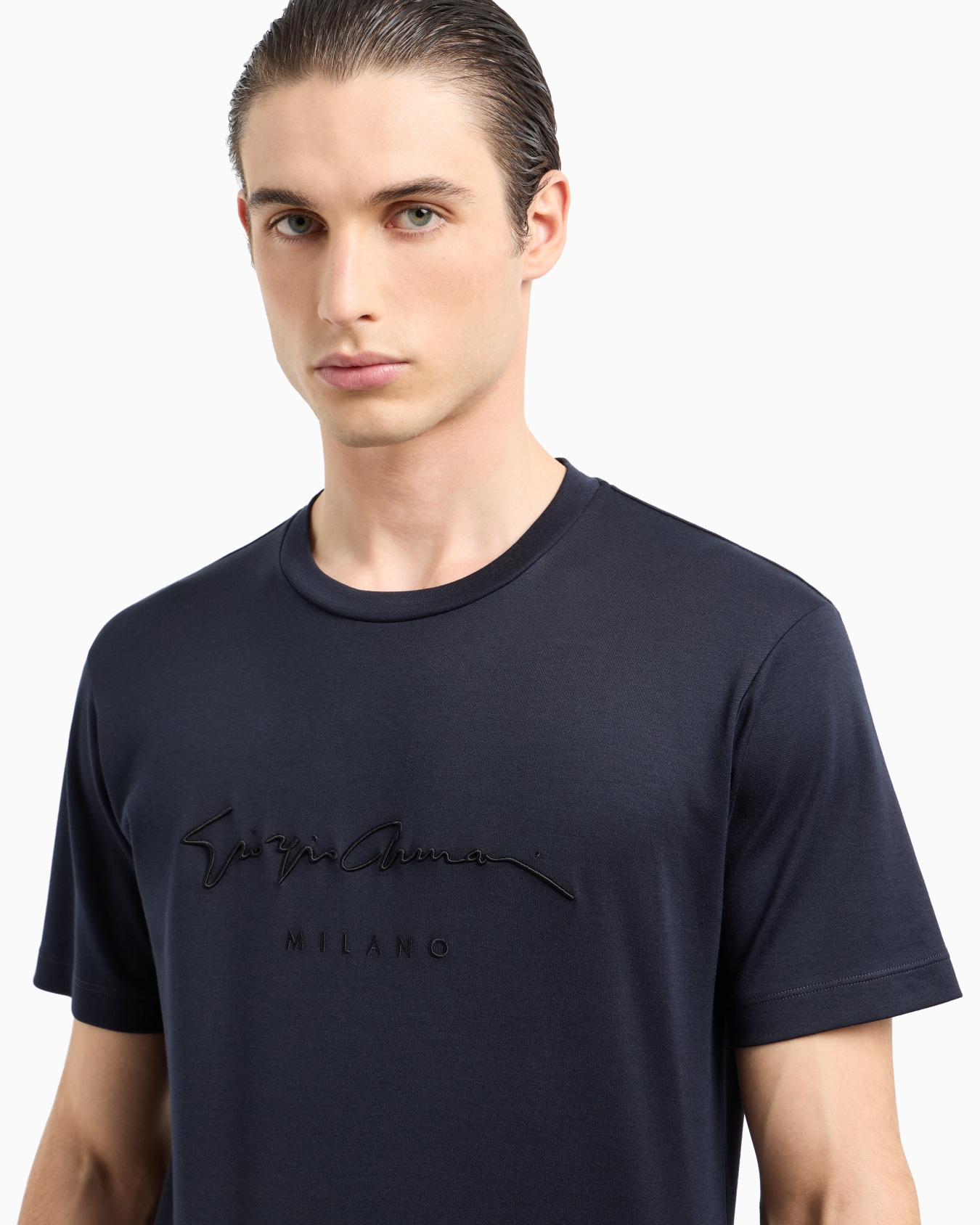 T-shirt en interlock de pur coton avec logo emblématique Diapositive 4