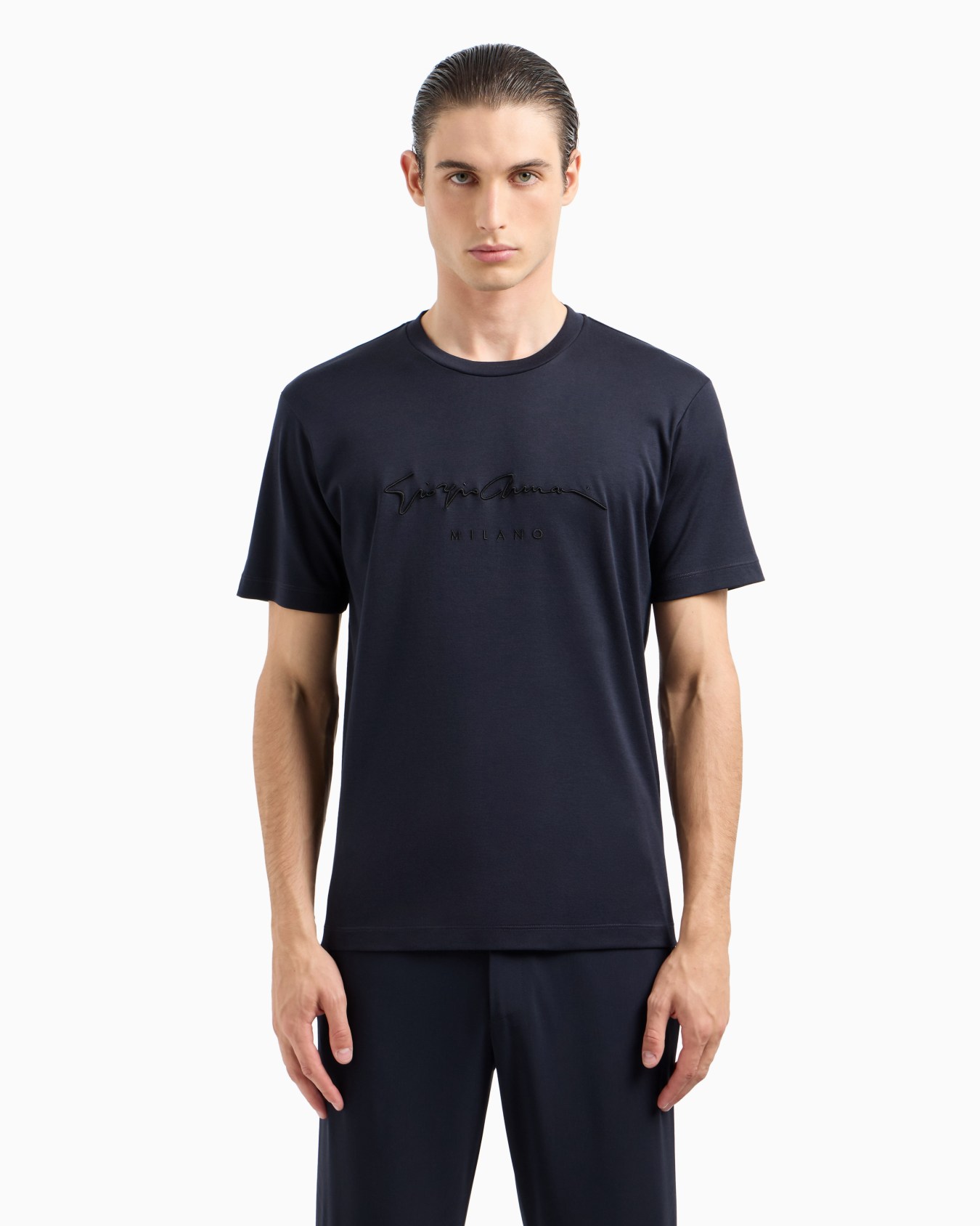 T-shirt en interlock de pur coton avec logo emblématique Diapositive 3