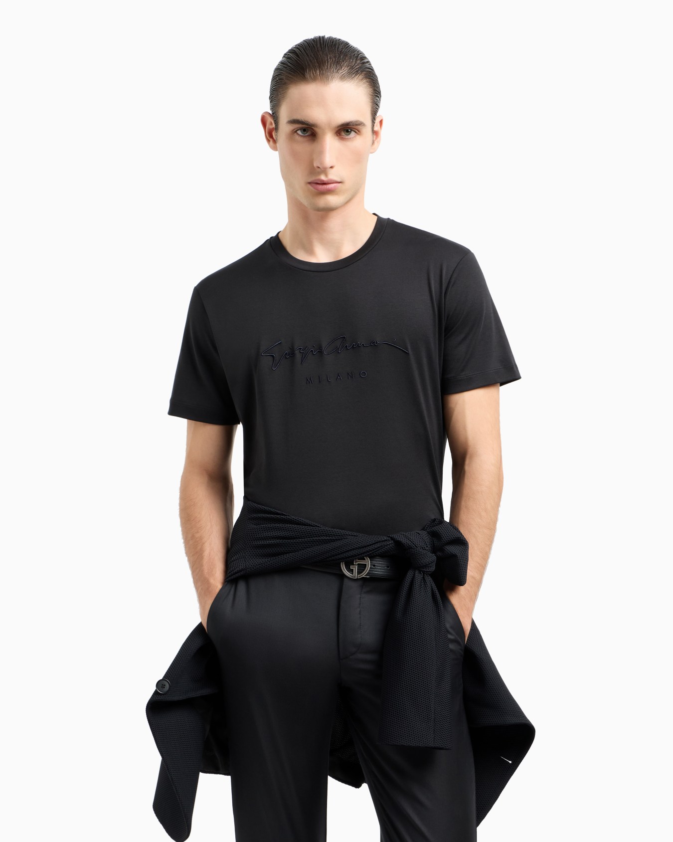 T-shirt en interlock de pur coton avec logo emblématique Diapositive 5