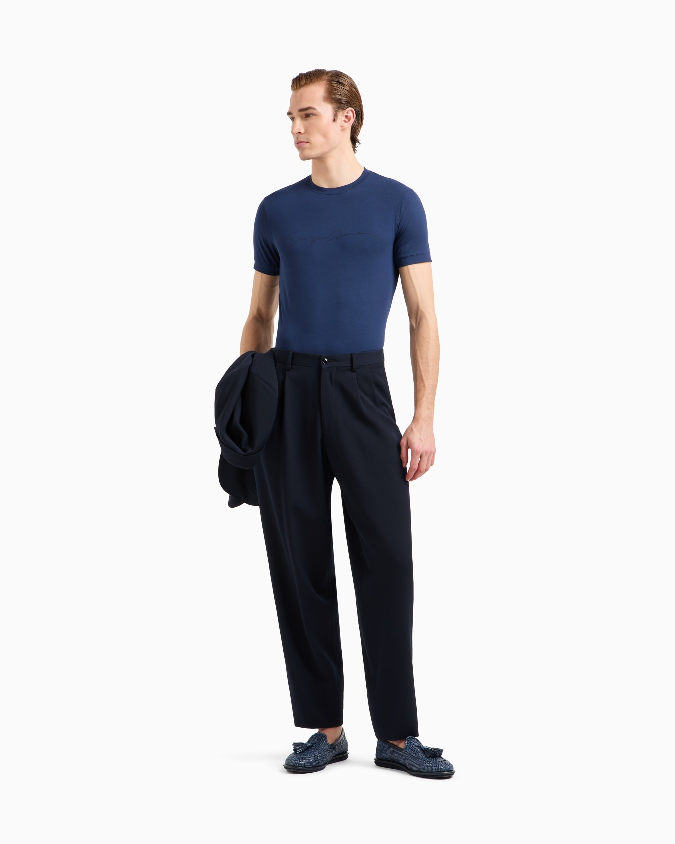 ASV stretch-viscose T-shirt with signature logo Slide 1