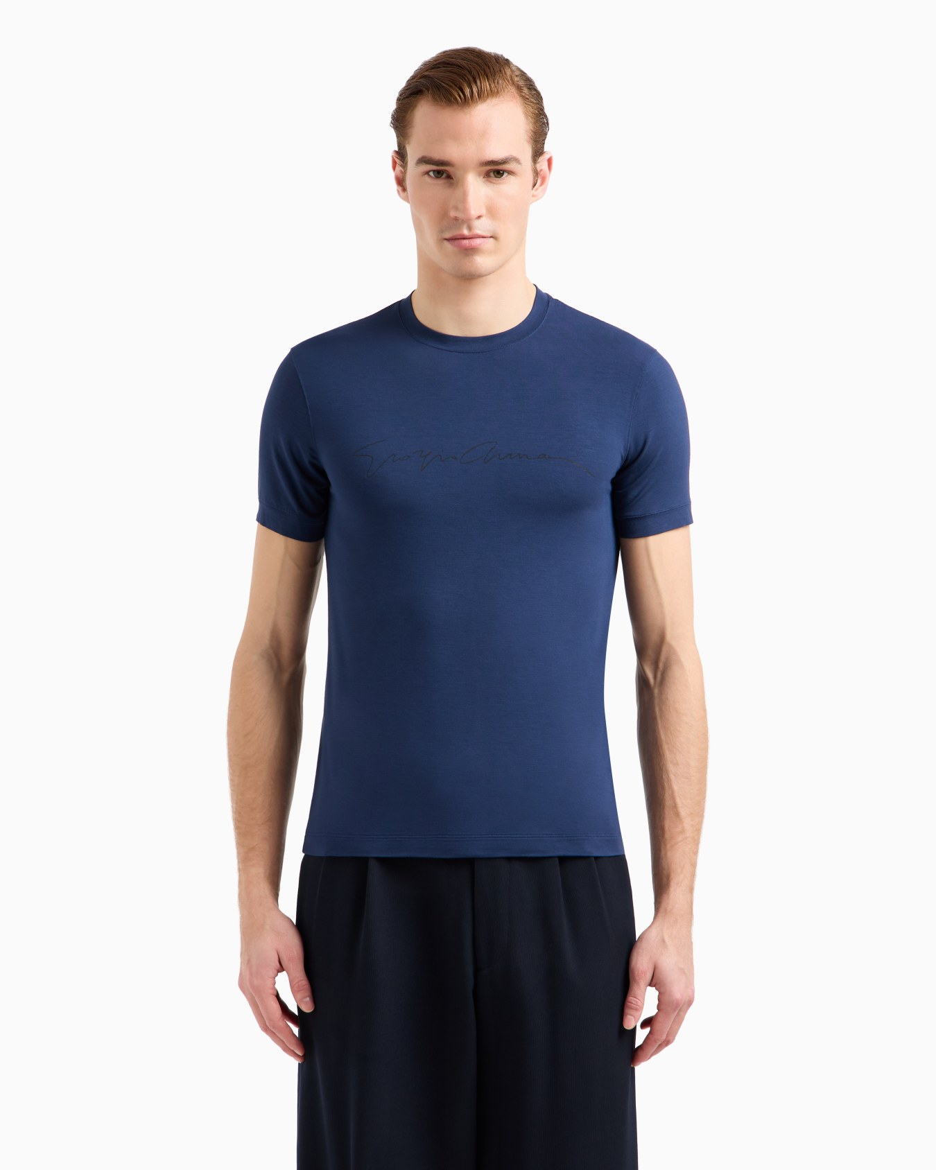 ASV stretch-viscose T-shirt with signature logo Slide 3