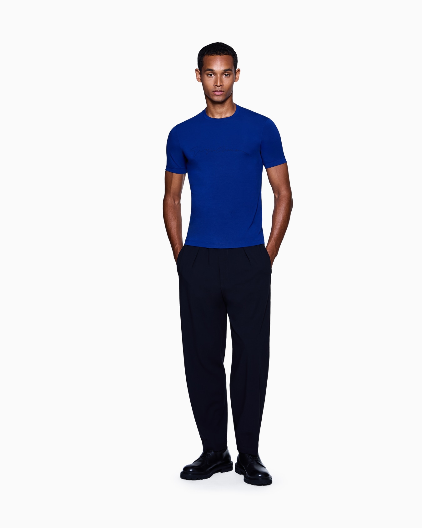 ASV stretch-viscose T-shirt with signature logo Slide 1