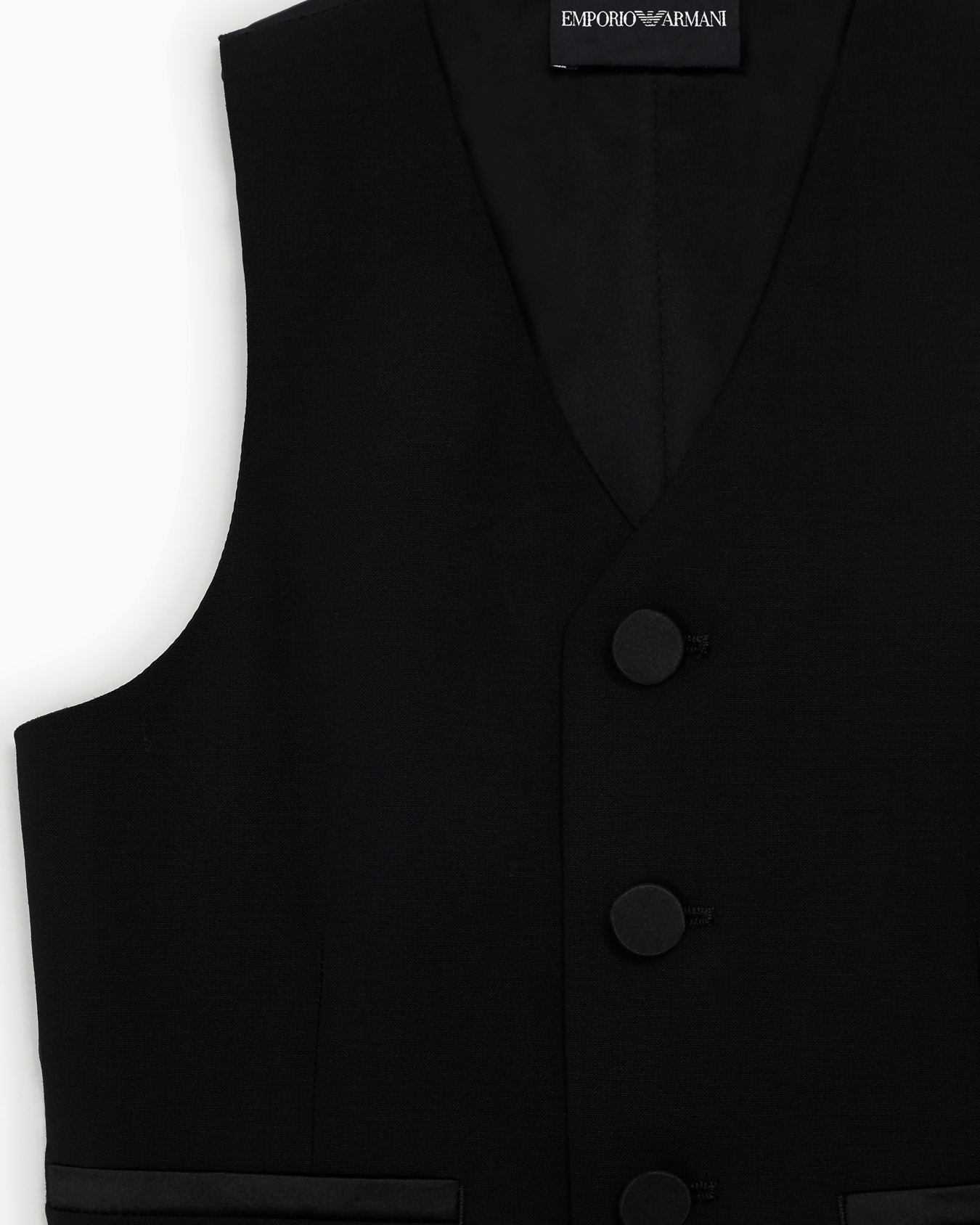 Gilet à simple boutonnage en laine froide avec détails en satin Diapositive 3