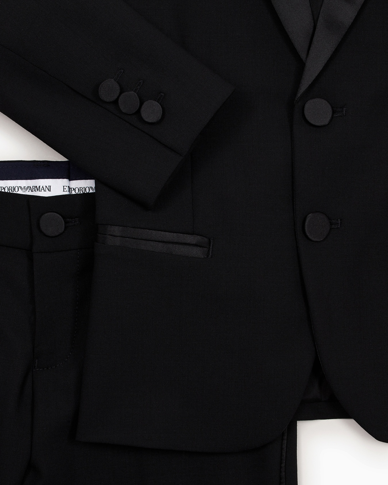 Single-breasted tuxedo suit in light wool with satin details Slide 1