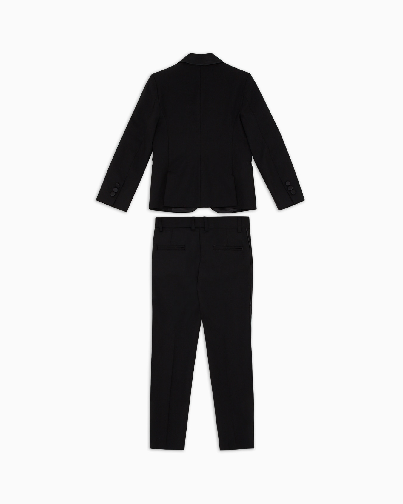 Single-breasted tuxedo suit in light wool with satin details Slide 2