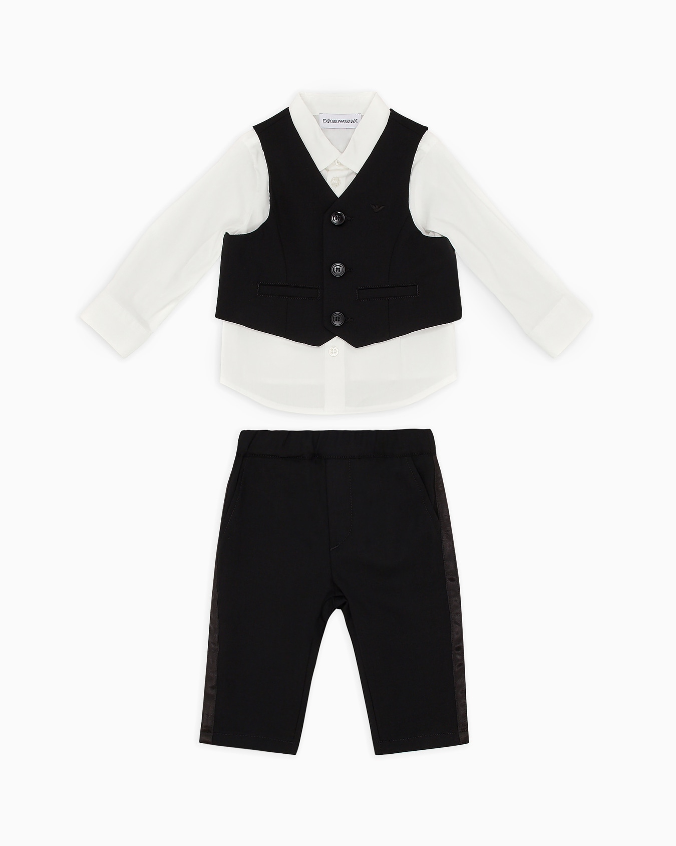 Suit with shirt, waistcoat and trousers in light wool Slide 0