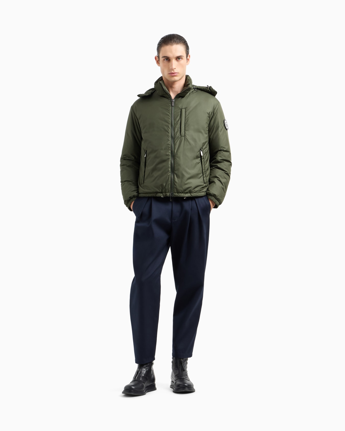Hooded blouson with goose-down padding ASV Slide 1