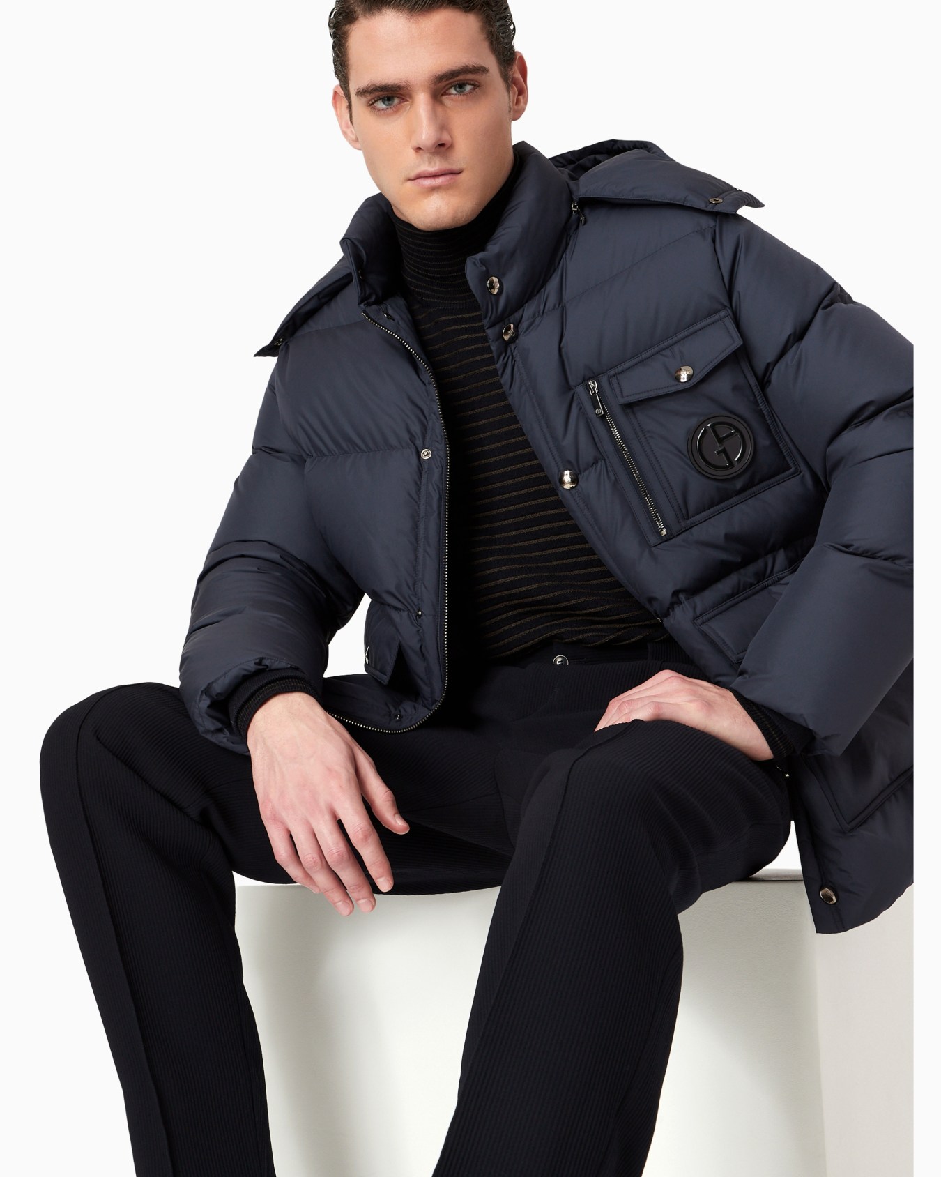 Hooded bomber jacket with goose-down padding ASV Slide 4