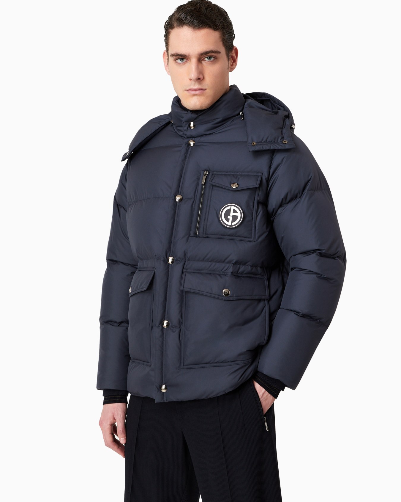 Hooded bomber jacket with goose-down padding ASV Slide 1