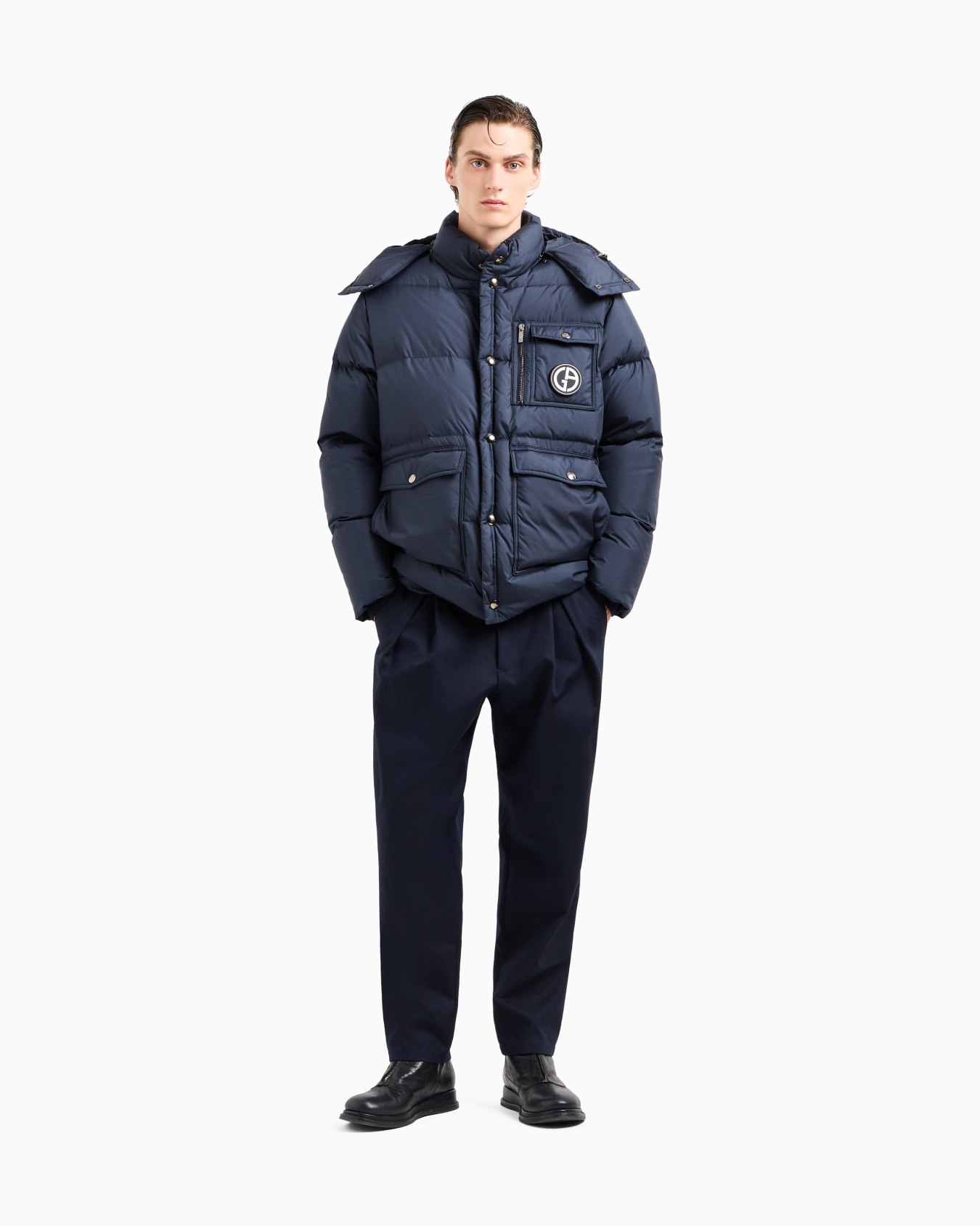Hooded bomber jacket with goose-down padding ASV Slide 1