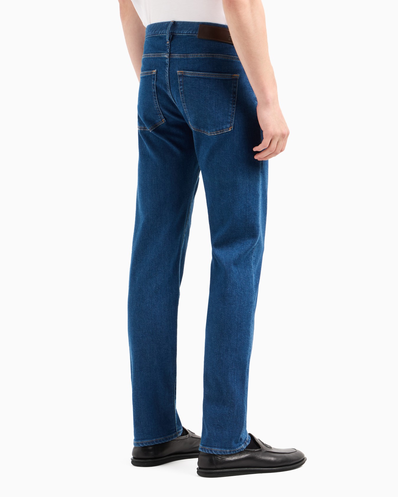 Five-pocket, regular fit, stretch cotton-denim trousers Slide 2