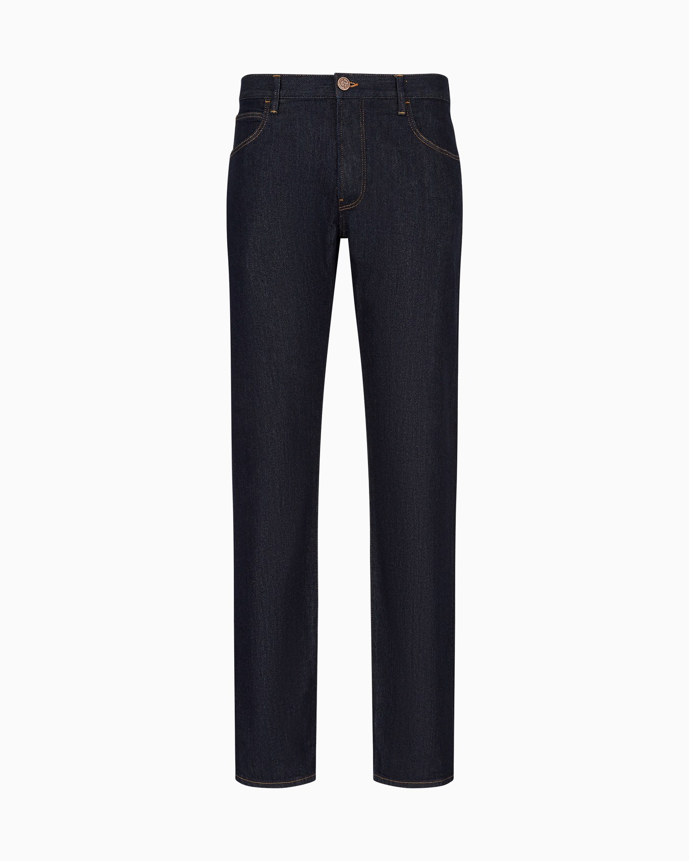 Five-pocket, regular fit, stretch cotton-denim trousers Slide 0
