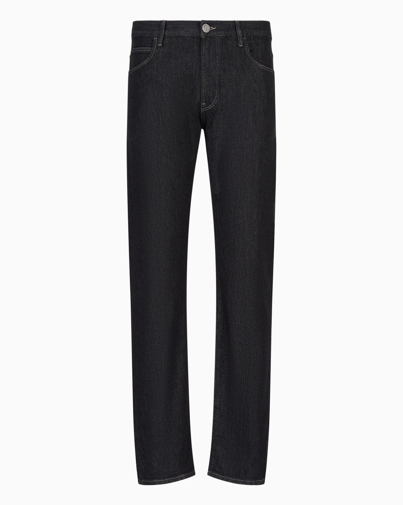Five-pocket, regular fit, stretch cotton-denim trousers Slide 0