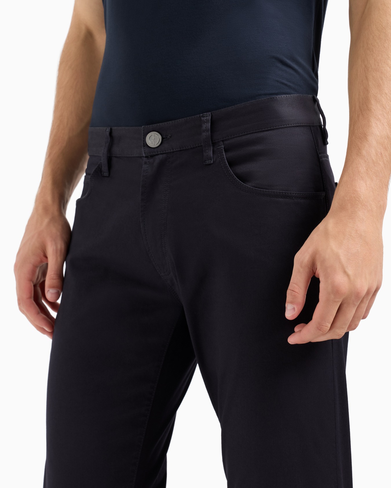 Regular-fit, five-pocket trousers in stretch cotton Slide 4
