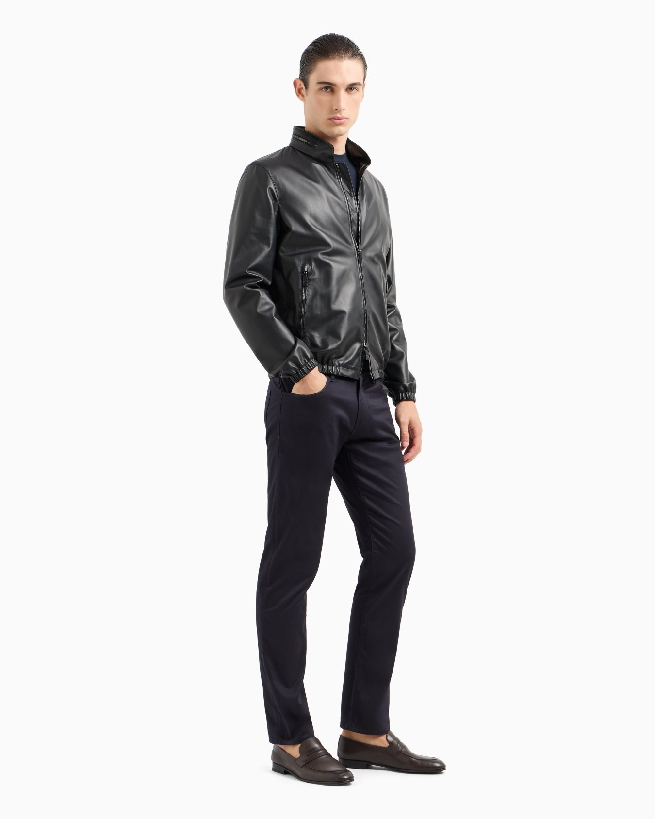 Regular-fit, five-pocket trousers in stretch cotton Slide 3