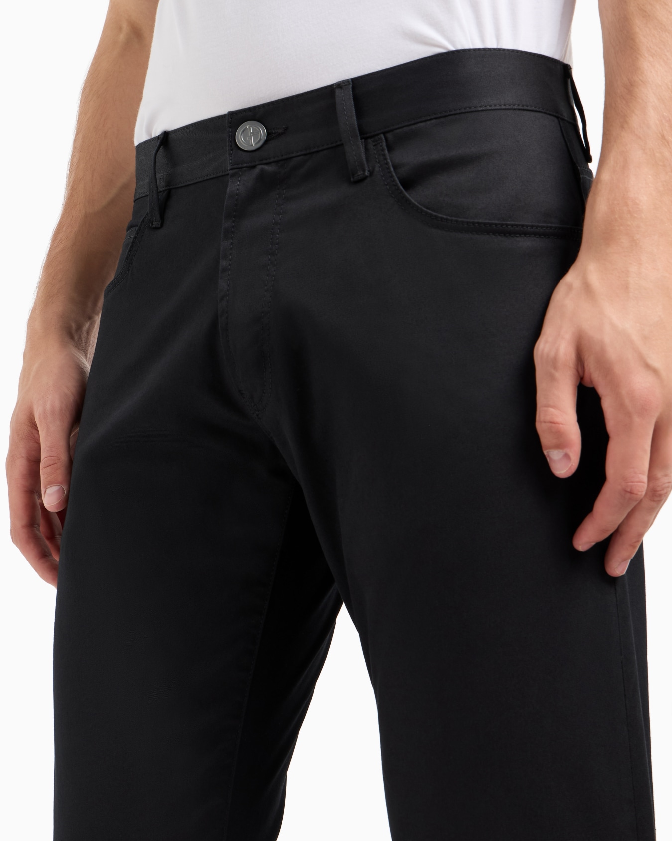 Regular-fit, five-pocket trousers in stretch cotton Slide 4