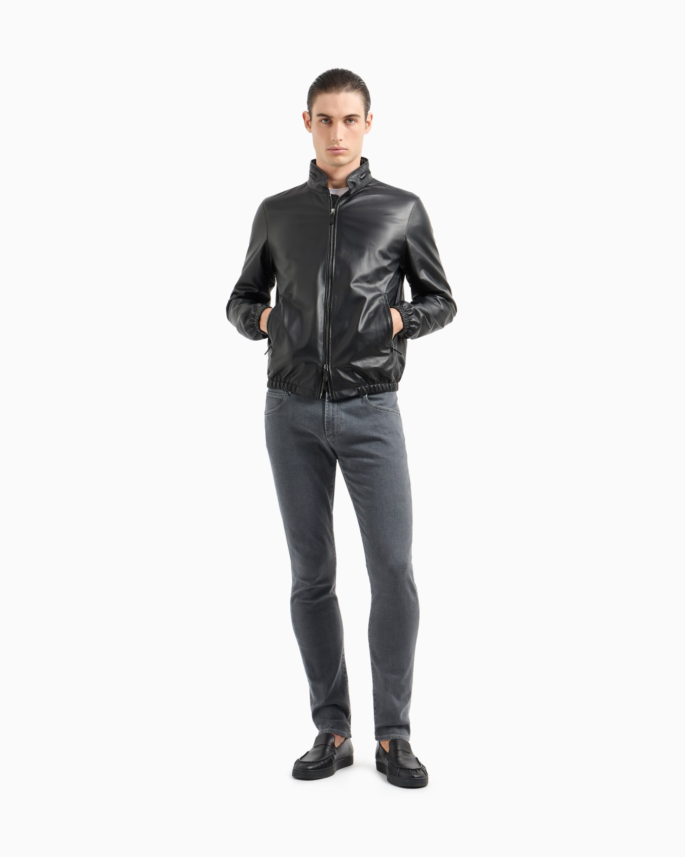 Five-pocket, slim-fit, stretch cotton-denim trousers Slide 1