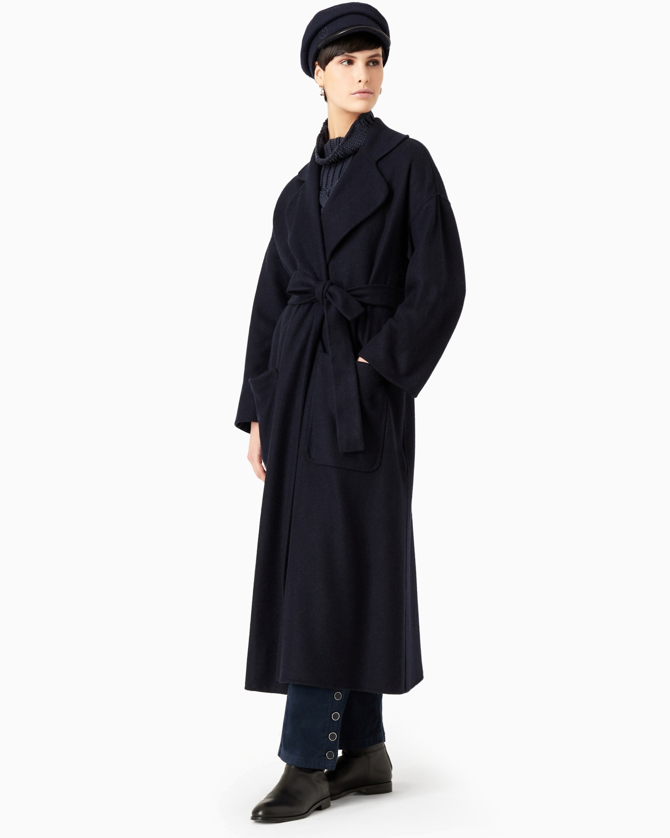 Two-toned, double-faced cashmere long coat Slide 1