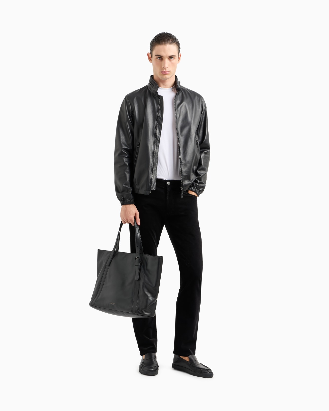 Regular-fit, five-pocket trousers in ribbed cotton and cashmere Slide 1