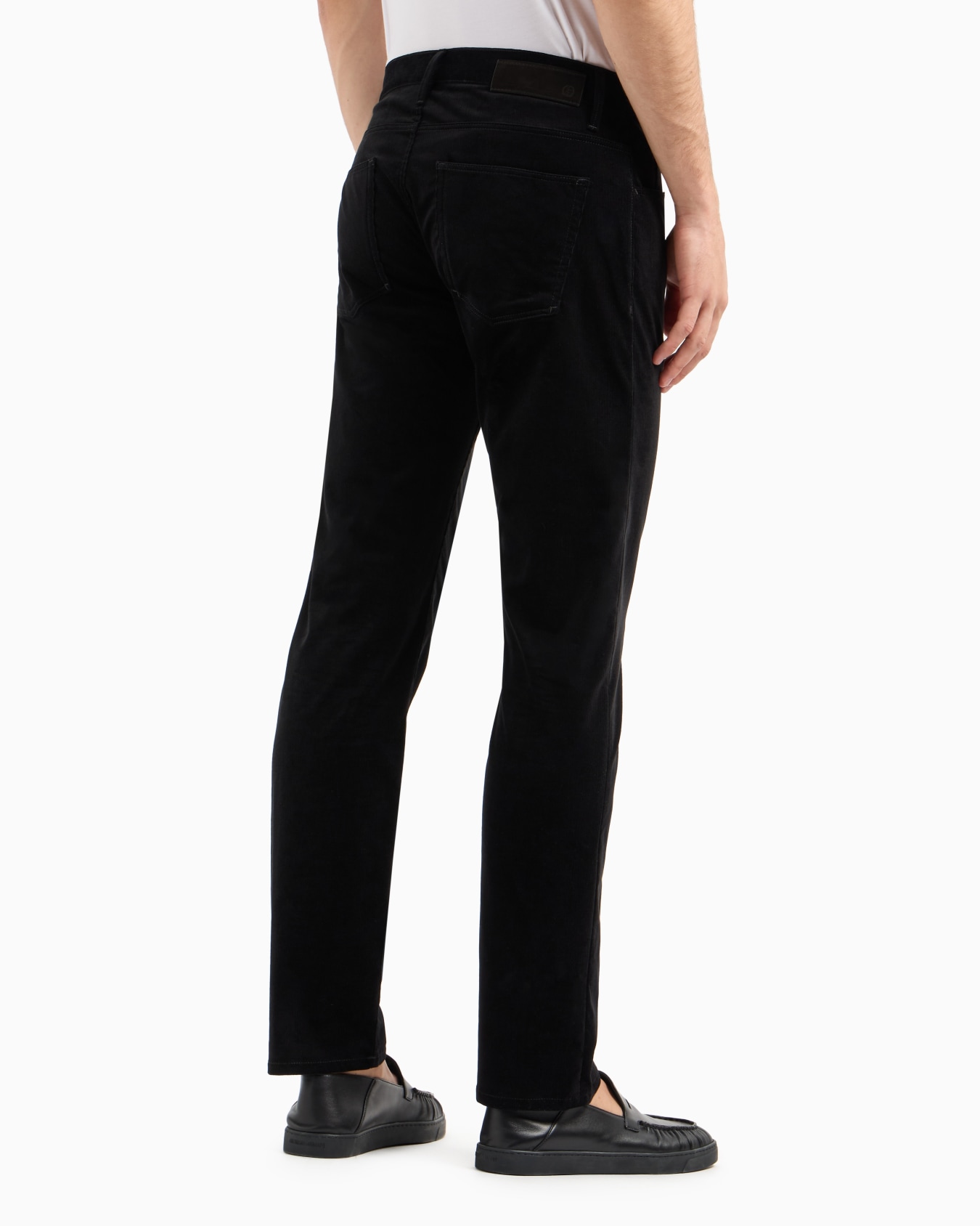 Regular-fit, five-pocket trousers in ribbed cotton and cashmere Slide 2