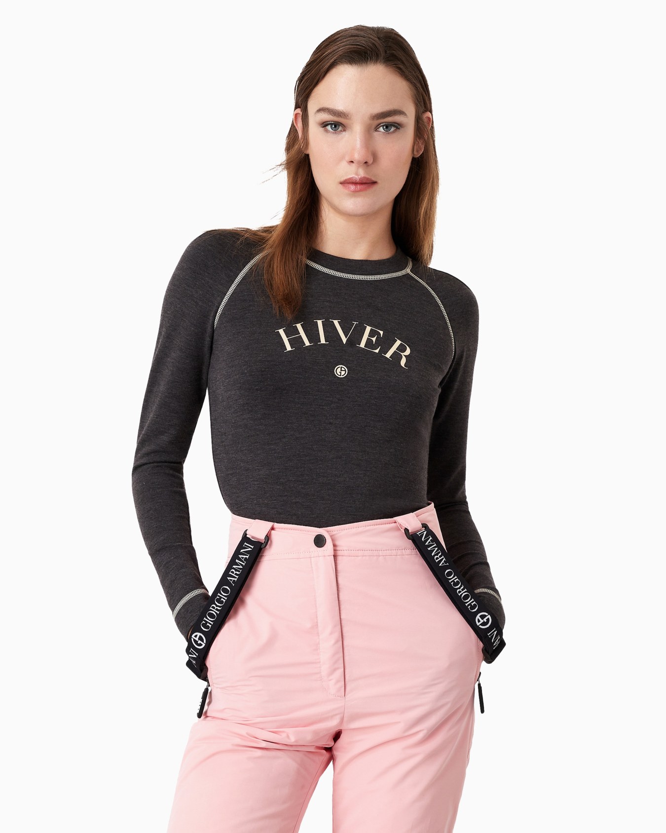 Giorgio Armani Neve double-wool and nylon jersey crew-neck jumper Slide 1