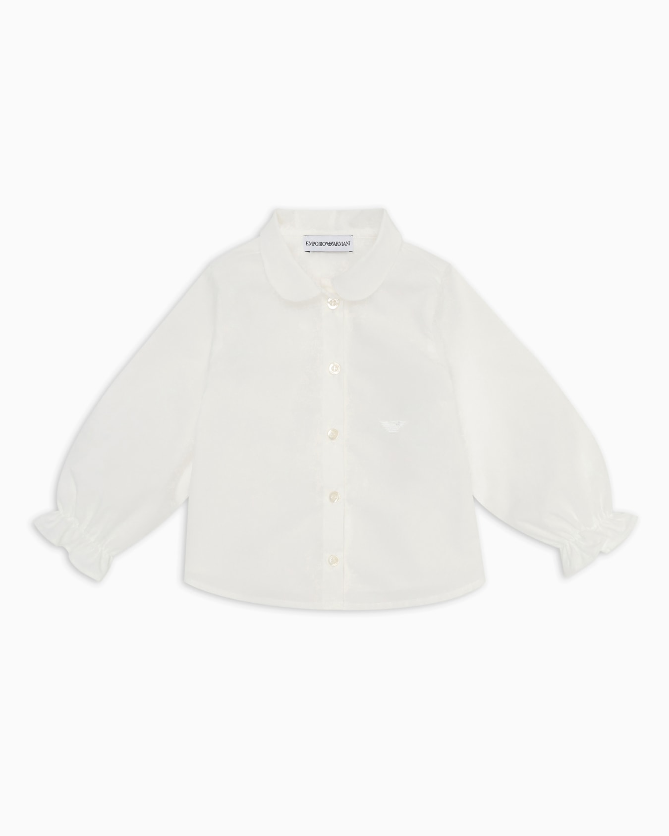 Camicia collo claudine in popeline Slide 0