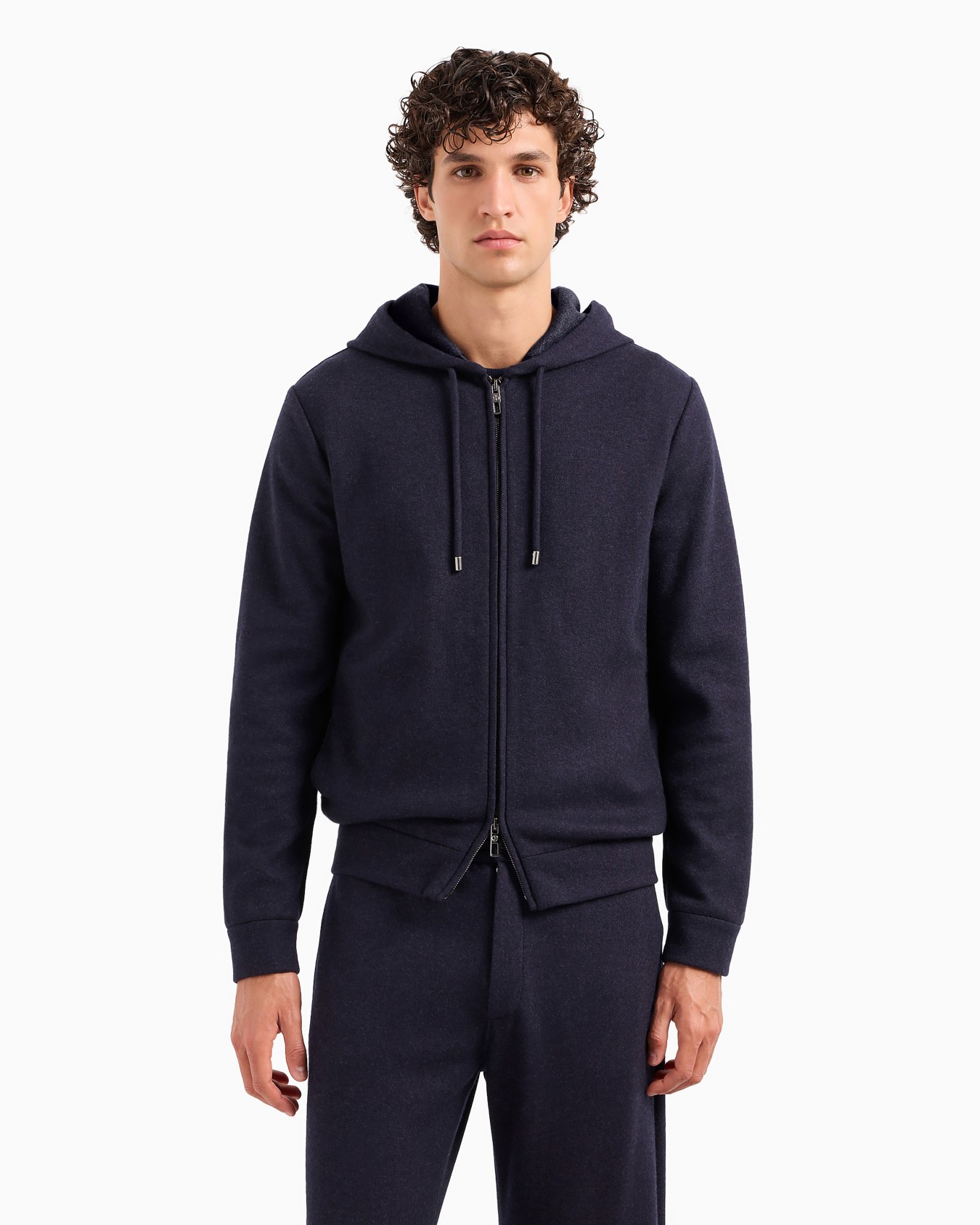 Giorgio Armani Vicuña sweatshirt with hood in cashmere and vicuña Slide 3