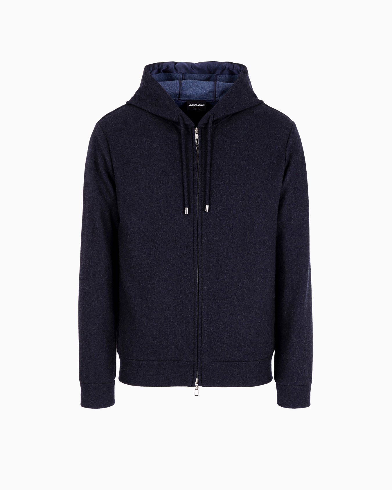 Giorgio Armani Vicuña sweatshirt with hood in cashmere and vicuña Slide 0