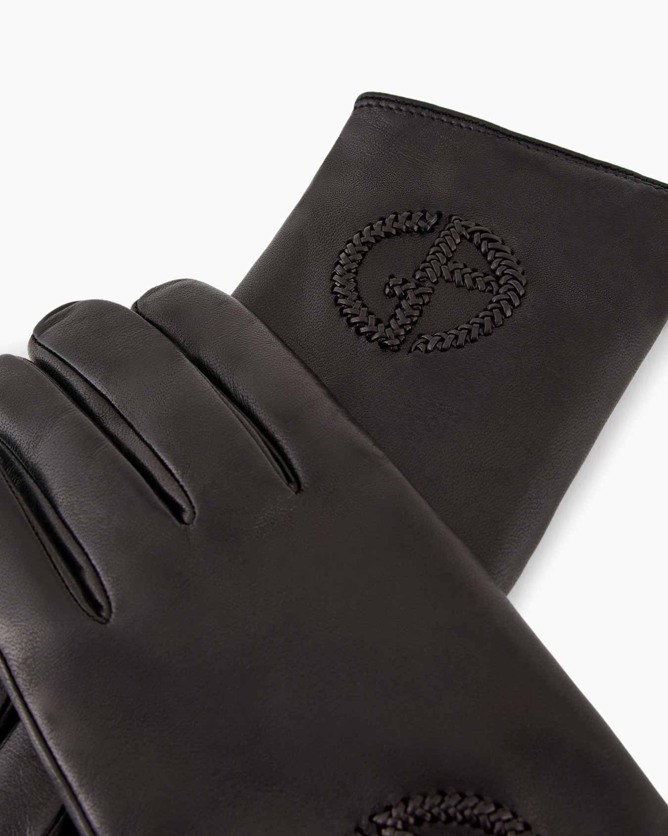 Nappa leather gloves with embroidered logo Slide 1